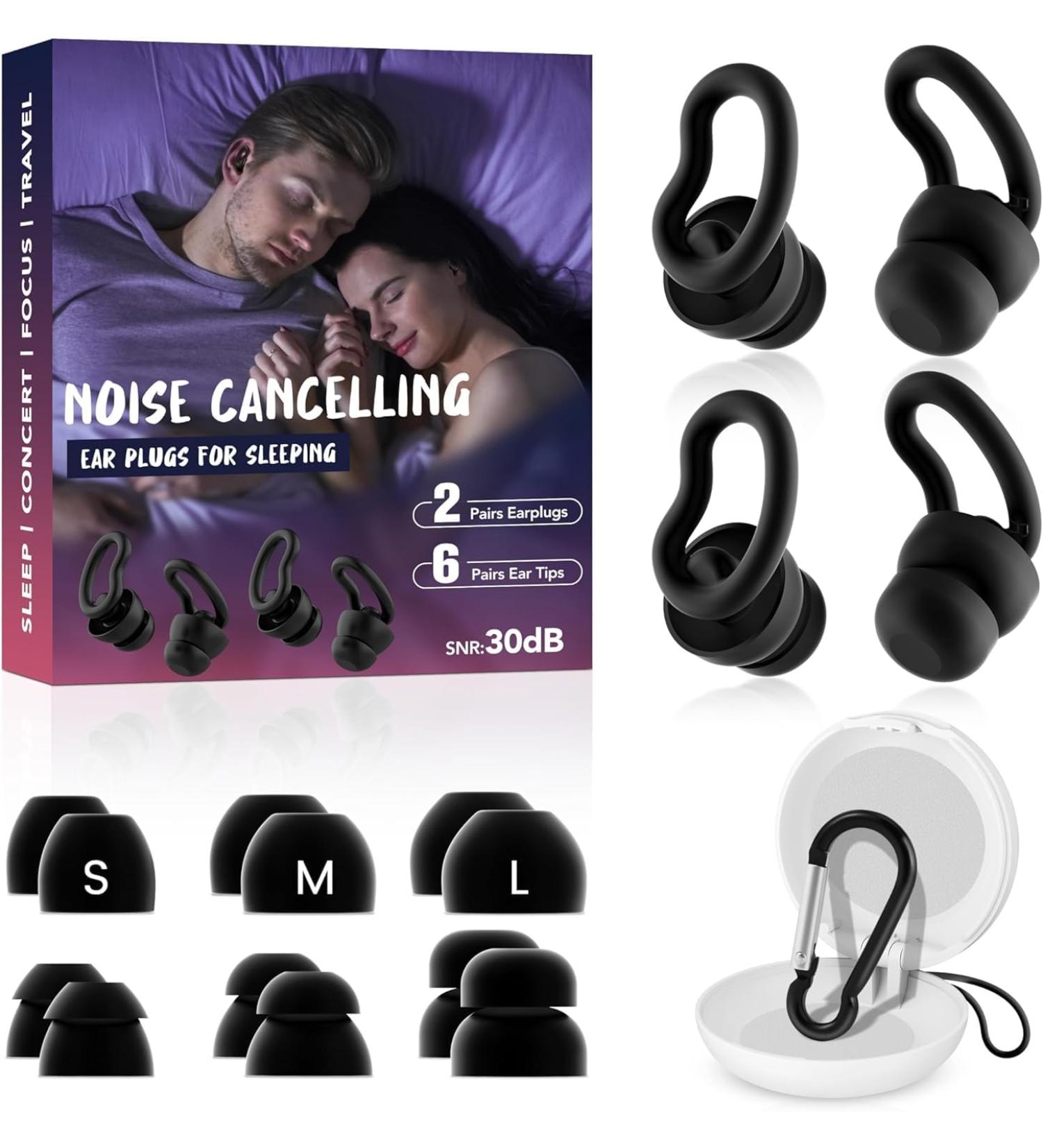 WLSCTY Noise Cancelling Ear Plugs for Sleeping - 2 Pairs Reusable Soft Silicone Earplugs for Soundproof 30db Noise Reduction - Buy Online on GoSupps.com
