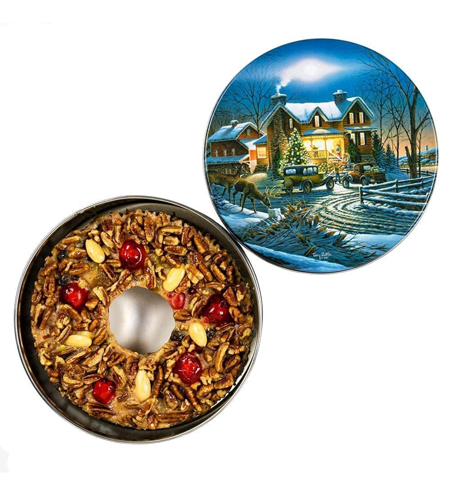 Grandma's Fruitcake 2lb Ring Cake in Holiday Gift Tin - Gourmet Freshly Made Christmas Dessert Recipe - No Citron or Bitter Candied Fruits included - Buy Online on GoSupps.com