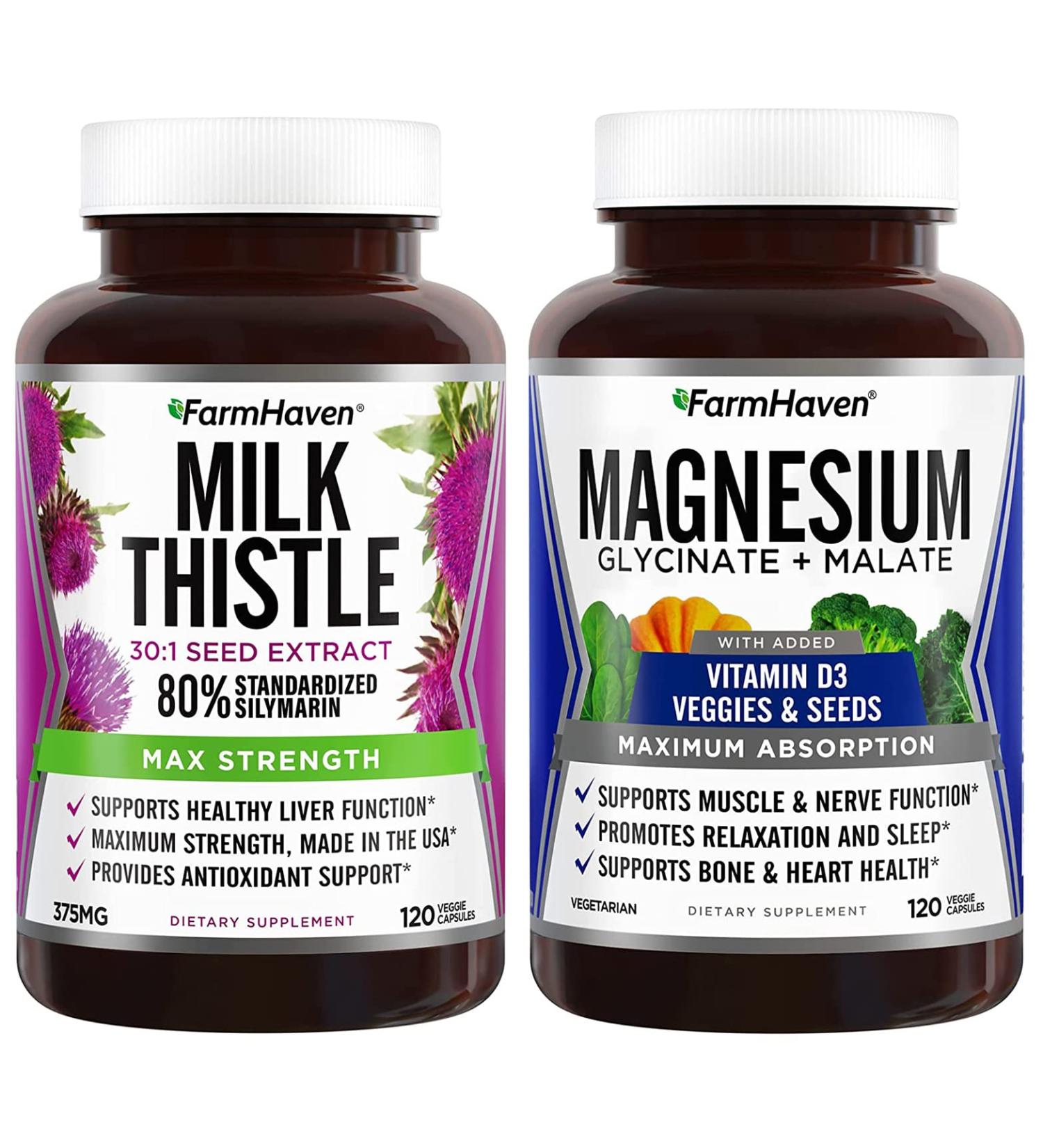FarmHaven Milk Thistle Capsules 11250mg with Magnesium Complex - Vitamin D3 Included - Buy Online on GoSupps.com