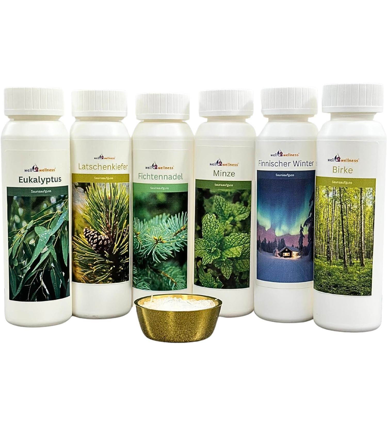 Buy well2wellness Sauna Infusion Set The Classics 6 x 125 ml + Free 10g Menthol Crystals - Premium Aromatherapy for Home Saunas - International Shipping - Buy Online on GoSupps.com