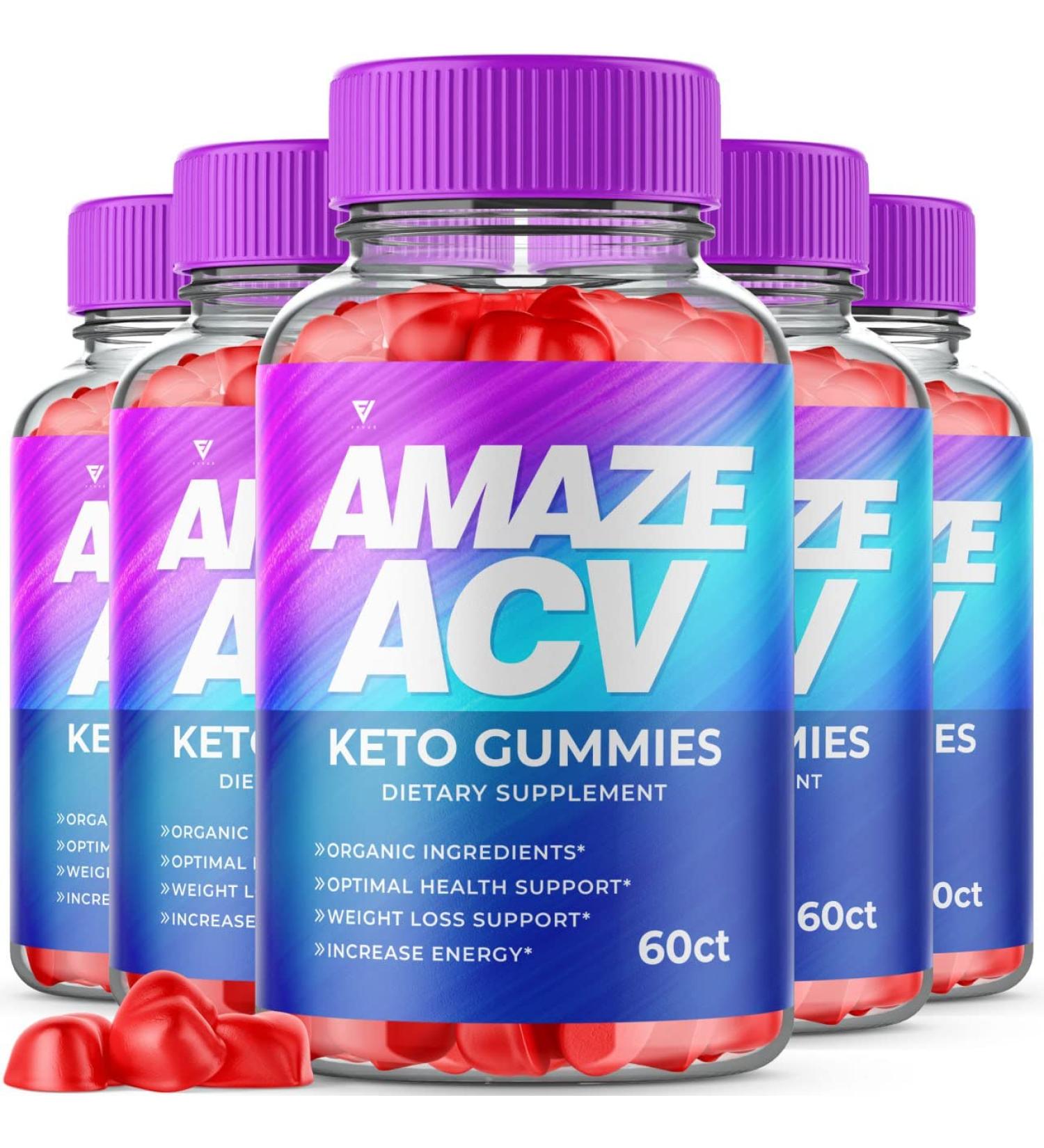 Amaze ACV Keto Gummies for Weight Loss - 5 Pack with Apple Cider Vinegar for Women | Oprah Winfrey Approved | 300 Gummies - Buy Online on GoSupps.com