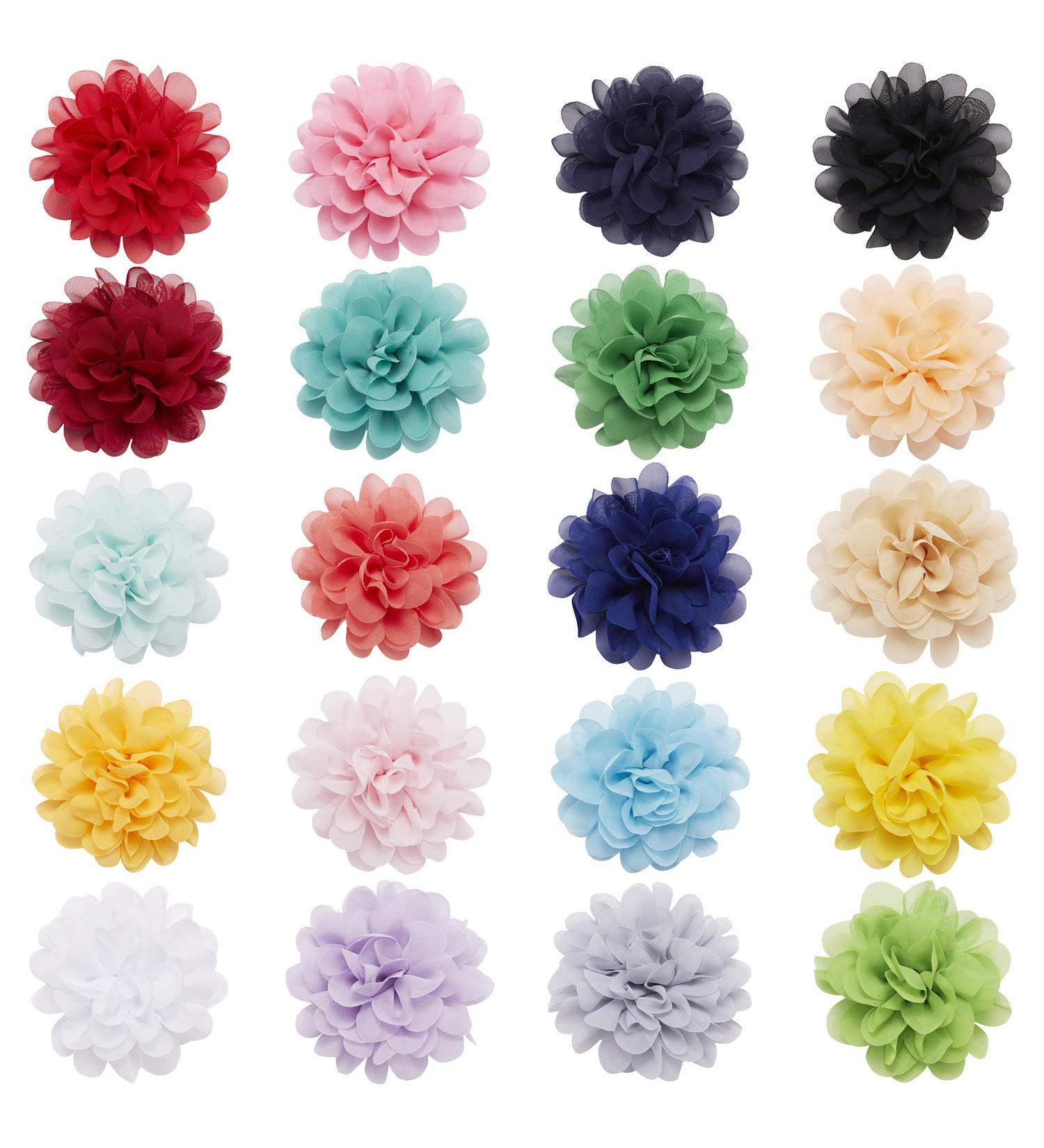 20 Pack Soft Silk Fabric Flower Hair Clips - Wedding Bridal Prom Hair Accessories for Women, Girls, Kids - Buy Online on GoSupps.com