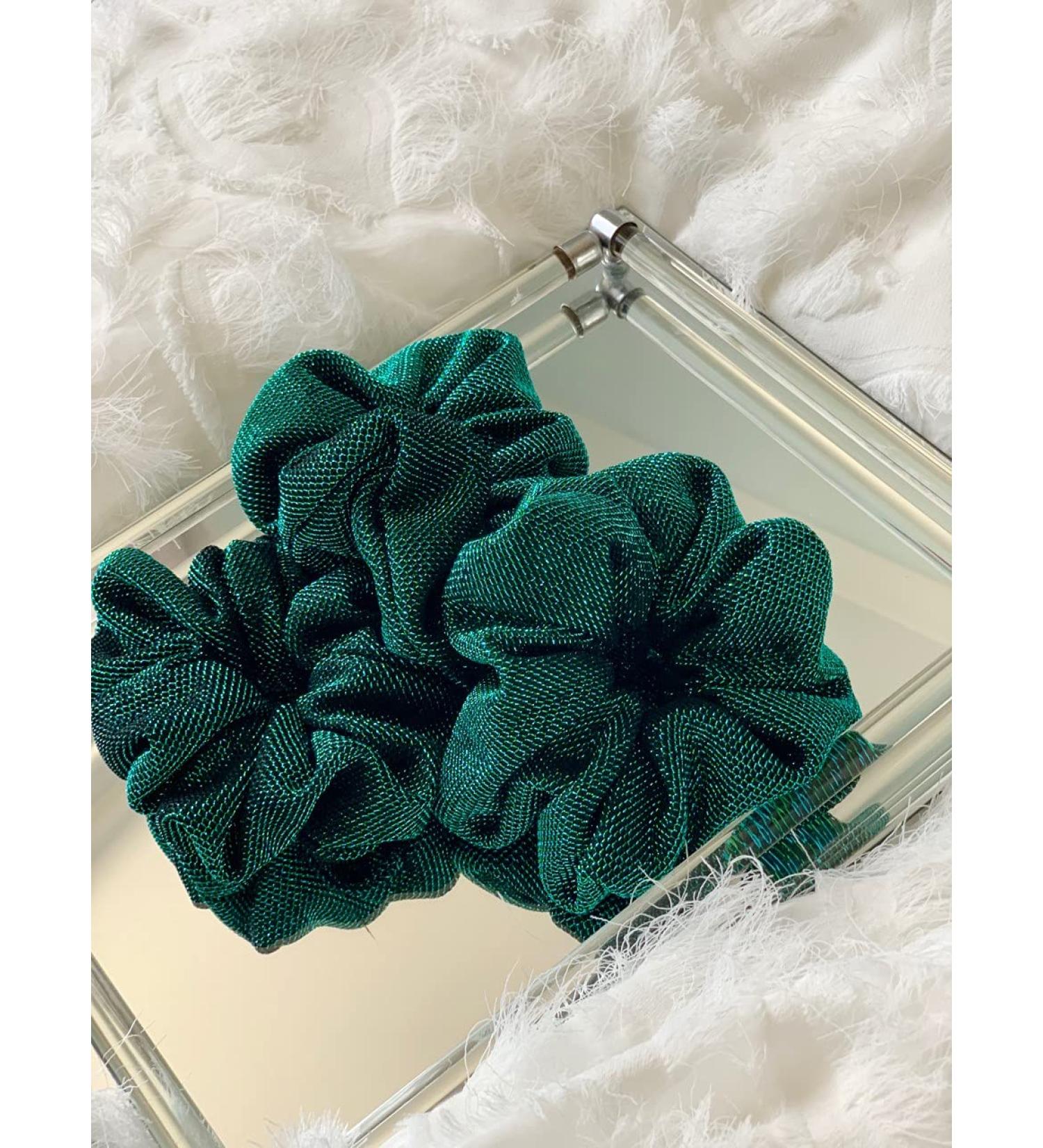 Forest Glitter Green Elastic Hair Tie Scrunchies Ponytail Holders for Women Girls - Buy Online on GoSupps.com