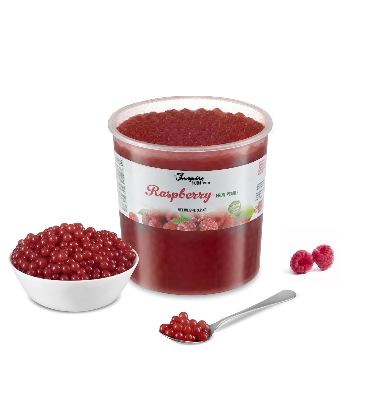 Inspire Food Bubble Tea Pearls - Vegan & Gluten-Free Raspberry Popping Boba (3.2kg) | Perfect for Bubble Tea Drinks - Buy Online on GoSupps.com