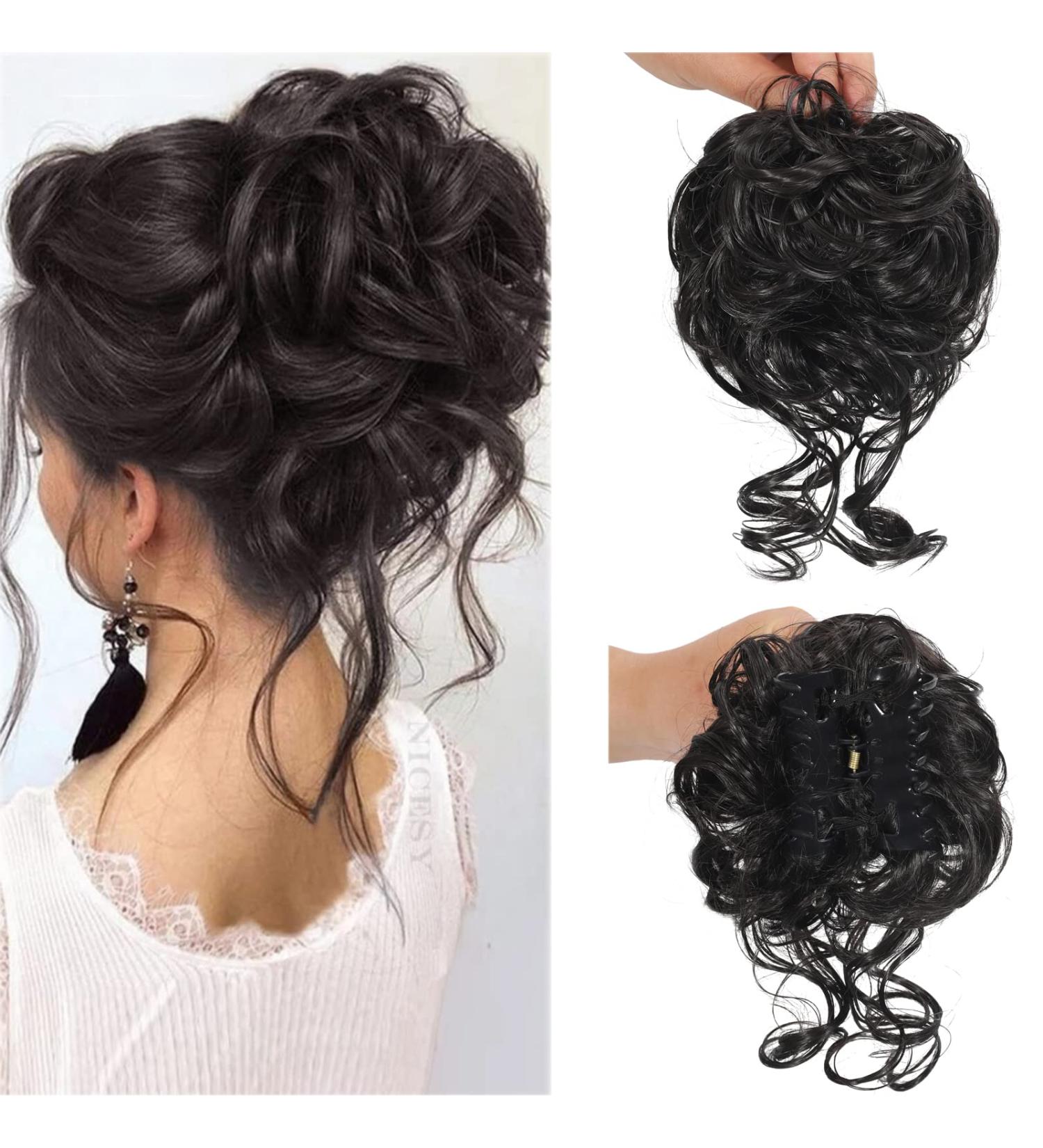 Claw Messy Bun Hair Clip Wavy Curly Chignon Updo Synthetic Ponytail for Women Girls - 4 - Buy Online on GoSupps.com
