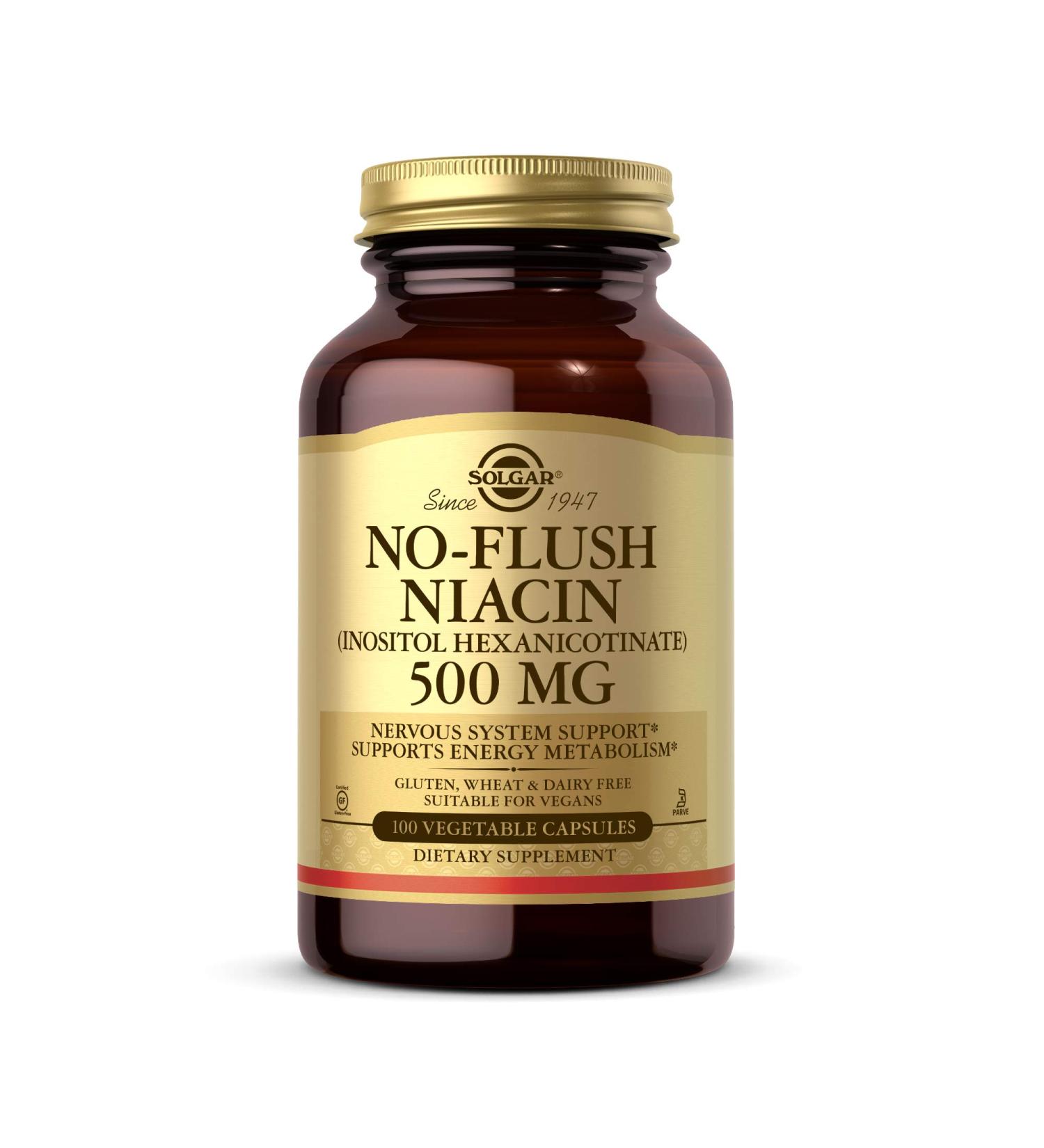 Buy Solgar No-Flush Niacin 500mg - 100 Vegetarian Capsules | Boost Energy & Heart Health - Buy Online on GoSupps.com
