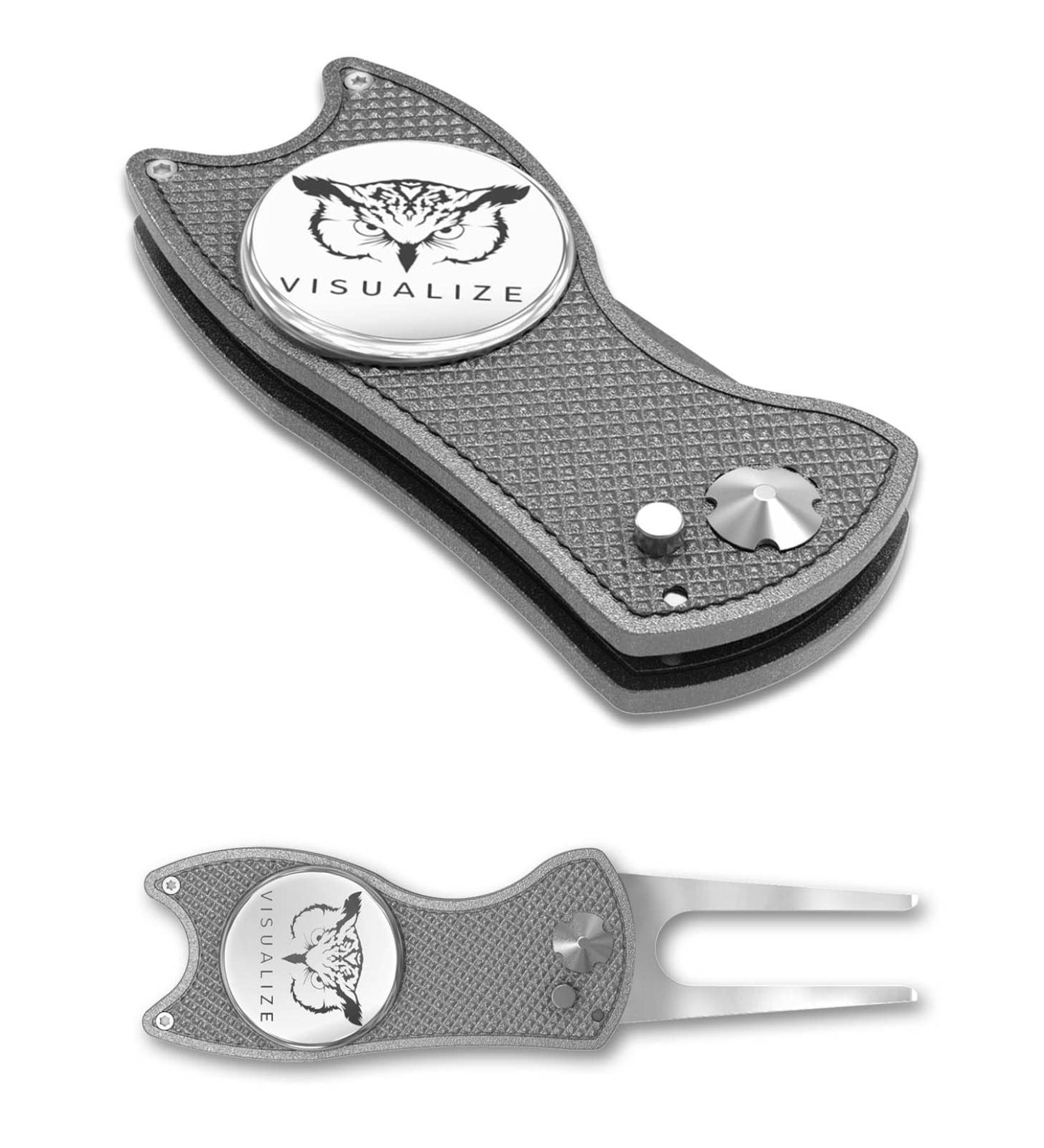 Premium Golf Divot Repair Tool Kit with Ball Marker - Anodized Aluminum Switchblade-Style in Gun Metal Gray - Buy Online on GoSupps.com