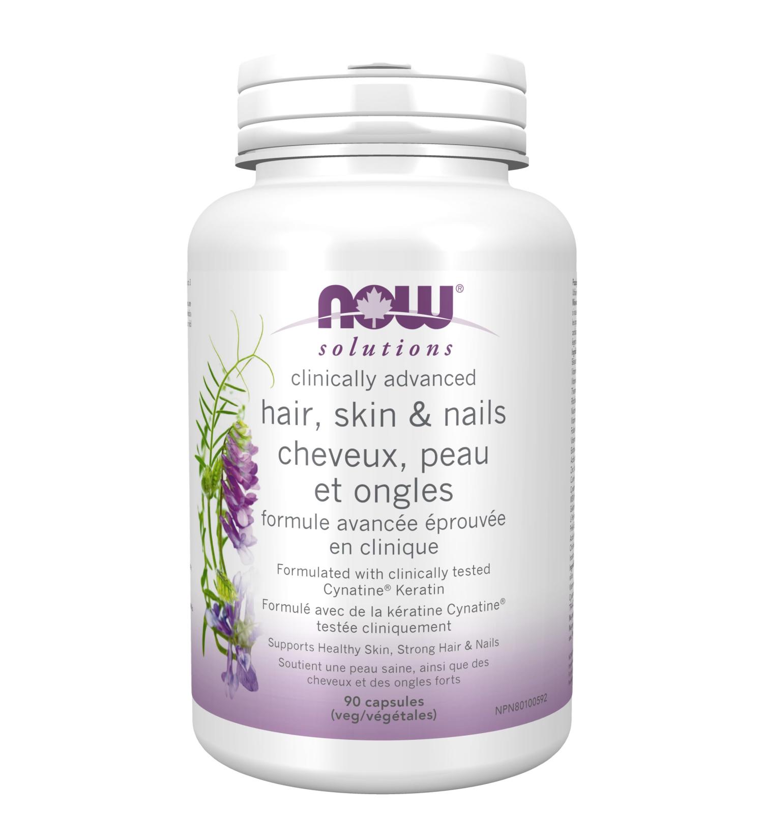 NOW Solutions Hair Skin and Nails Clinically Advanced Support with Clinically Tested Cynatine 90 Count - Buy Online on GoSupps.com