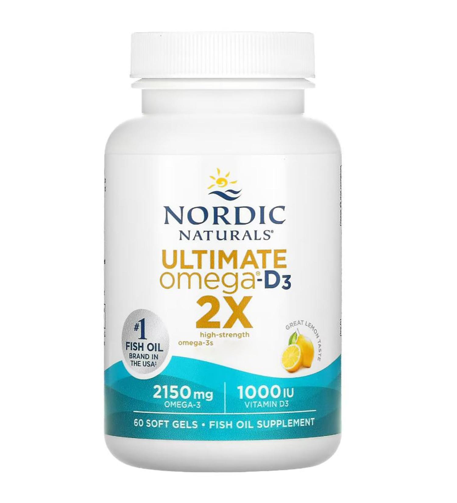 Nordic Naturals Ultimate Omega 2X 2840 Omega-3 Fish Oil with EPA DHA and Vitamin D2 Lemon Taste 4 oz Lab Tested Soy Free Gluten Free Non-GMO - Buy Online on GoSupps.com