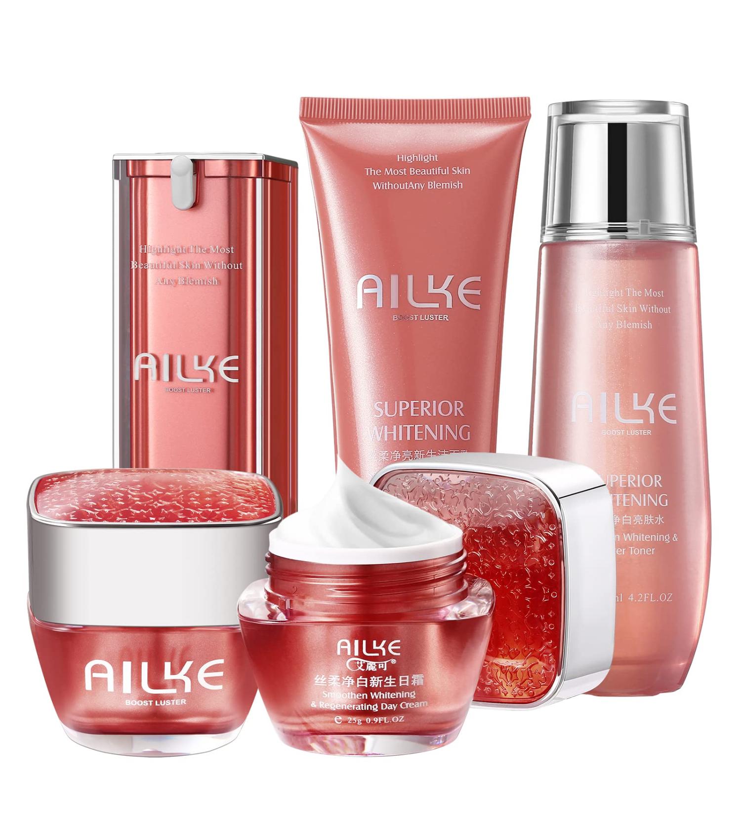 AILKE Brightening Skin Care Set Reduce Dark Spots Moisturizing Clean Skin With Vitamin C Sodium Hyaluronate Rose Oil Skin Radiant Kit For Women Men - Buy Online on GoSupps.com