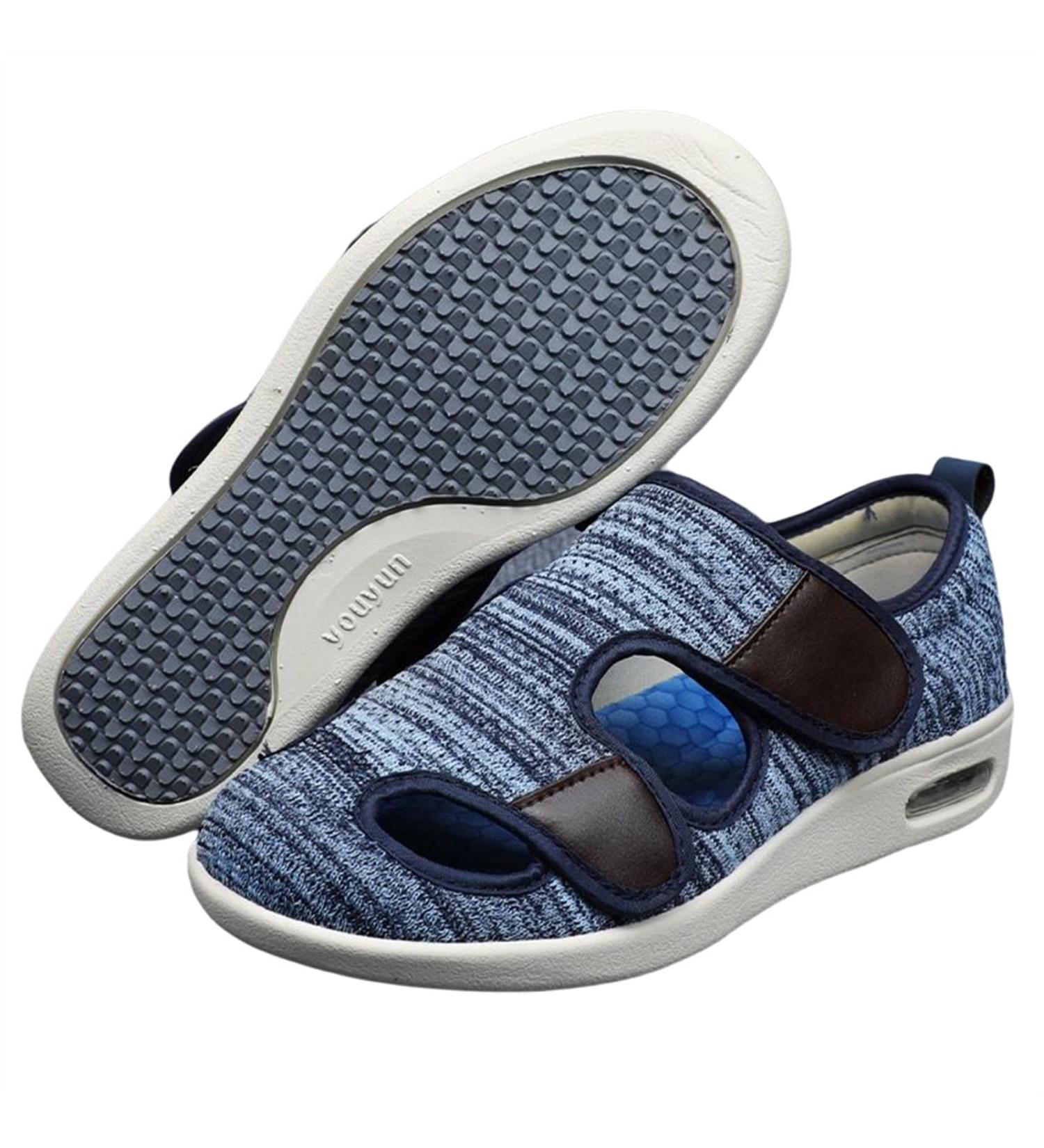 MisFun Extra Wide Diabetic Shoes for Men and Women - Anti-Slip, Lightweight Comfort for Summer Foot Edema Recovery - Size 12.5 Light Blue Stripes - Buy Online on GoSupps.com