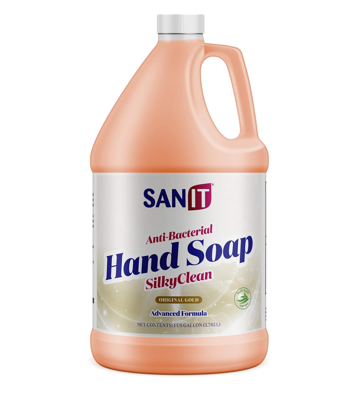 Sanit Silky Clean Antibacterial Hand Soap Refill - 1 Gallon with Coconut Oil & Aloe Vera - All Natural & Moisturizing - Made in USA - Buy Online on GoSupps.com