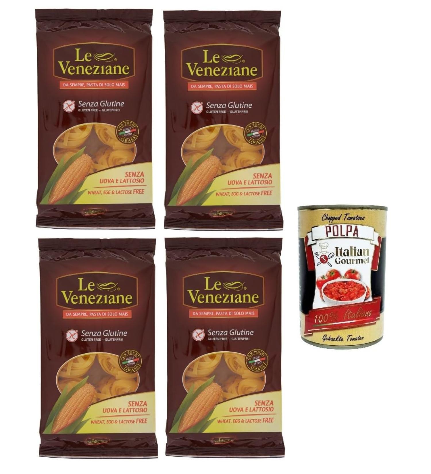  Italian Gourmet E.R. Le Veneziane Pasta di Corn Fettuccine N.28 Gluten Free 100% Italian Gluten-Free Gluten Free 250g + Italian Gourmet Pulp 400g - Buy Online on GoSupps.com