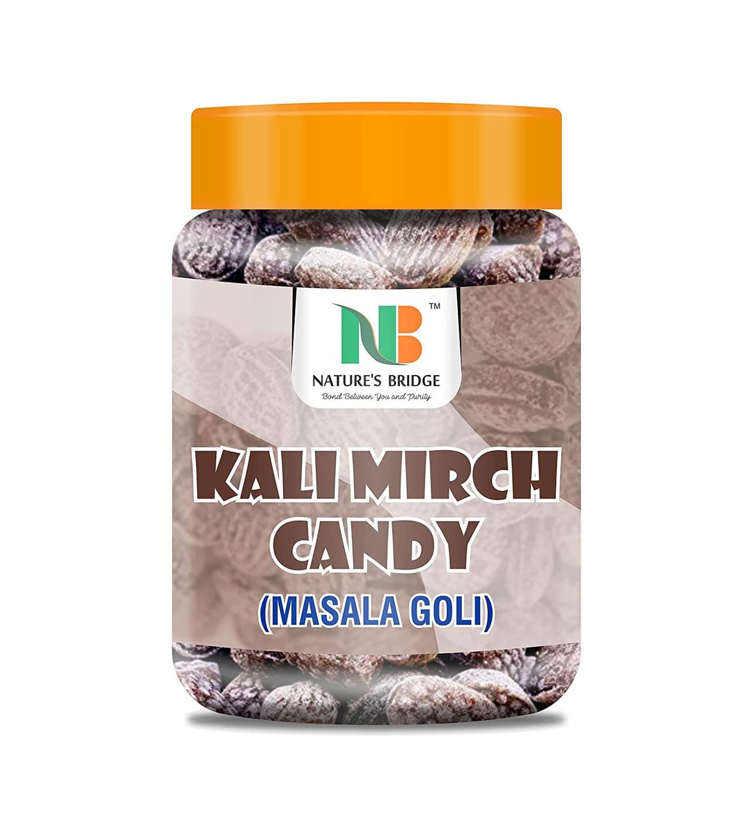 Nature's Bridge Kalimirch Candy I Black Pepper Candy I Masala Candy I Sweet and Juicy Masala Goli I Sweet Hard Candy with Pack of 900 Gm Jar Pack_Packing May Vary - Buy Online on GoSupps.com