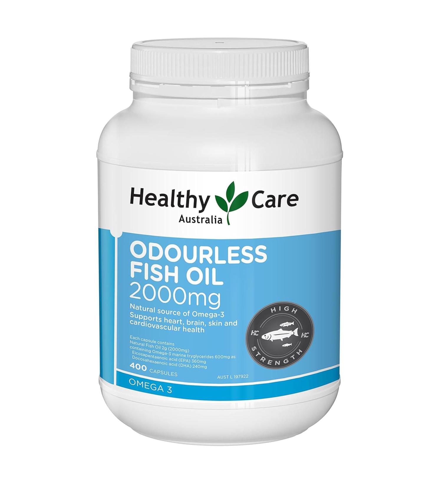 Healthy Care Odourless Fish Oil 2000mg 400 Soft Capsules - Buy Online on GoSupps.com