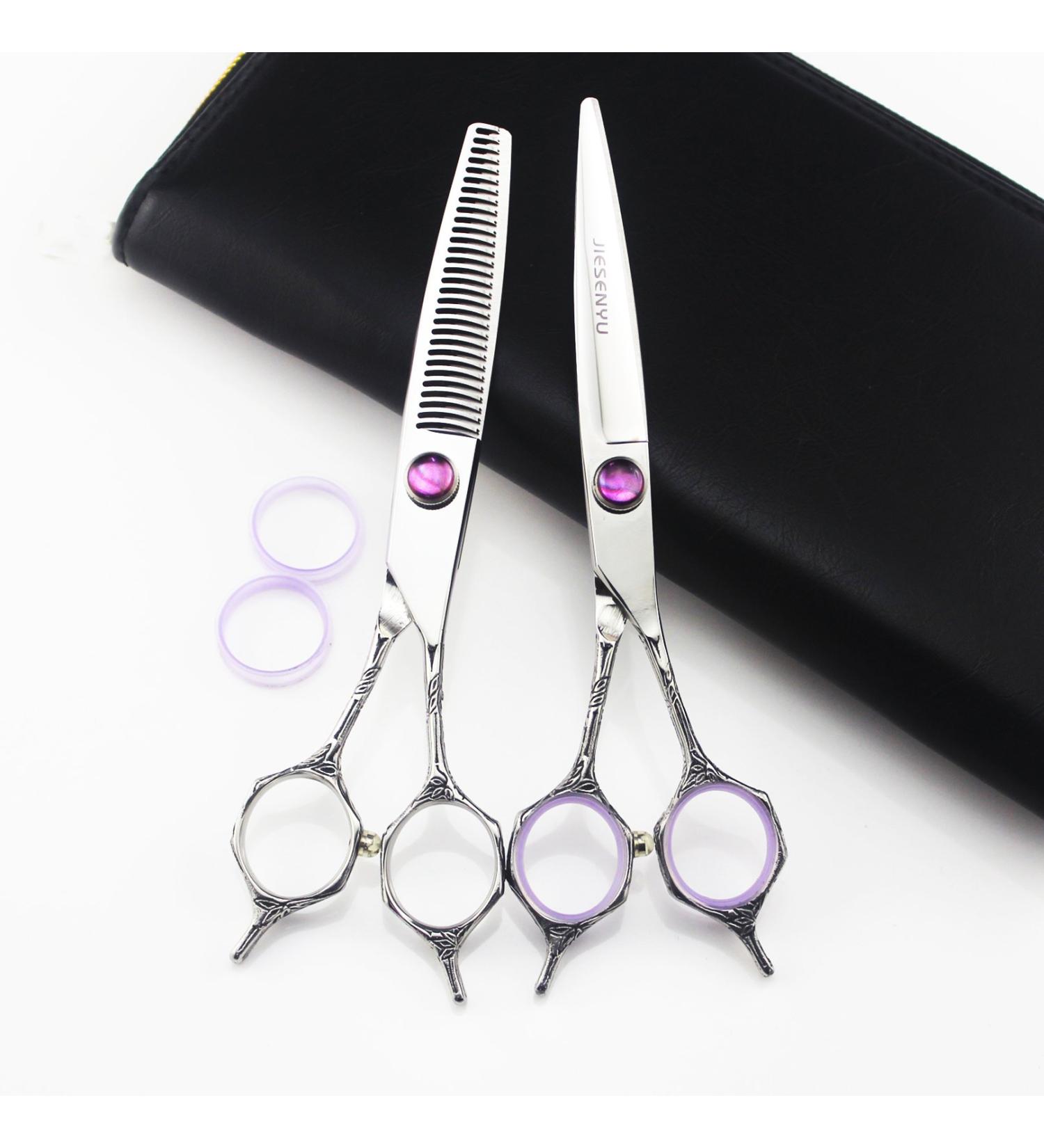 JIESENYU Professional multicolor Hairdressing Scissors Barber Hair Cutting Scissors/Shears Razor Sharp Japanese Stainless Steel 6 inch salon&hair style (Cutting and Thinning Scissors) - Buy Online on GoSupps.com