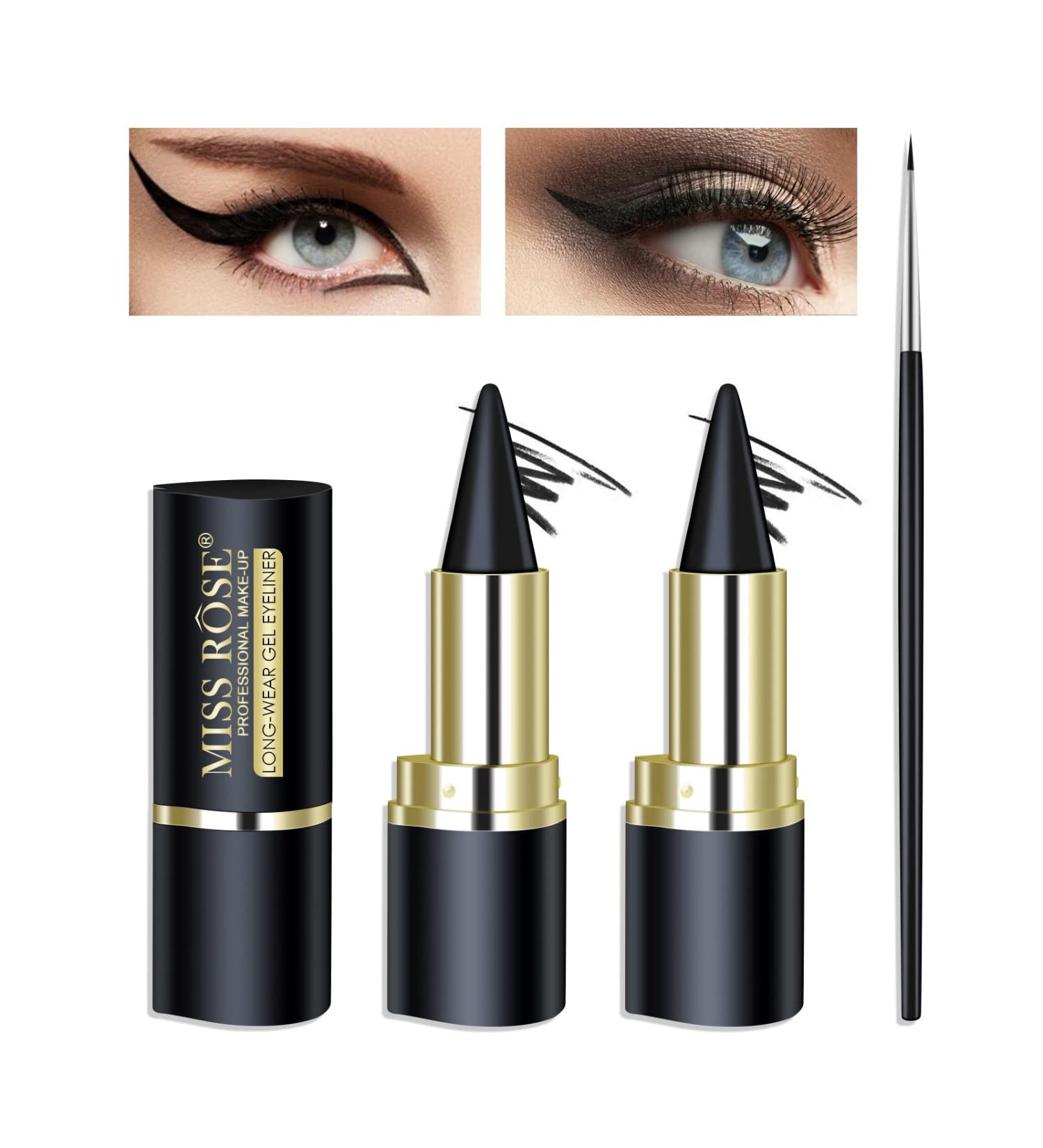 KYDA 2 Pcs Waterproof Longlasting Gel Eyeliner Set with Brush - Black - Buy Online on GoSupps.com