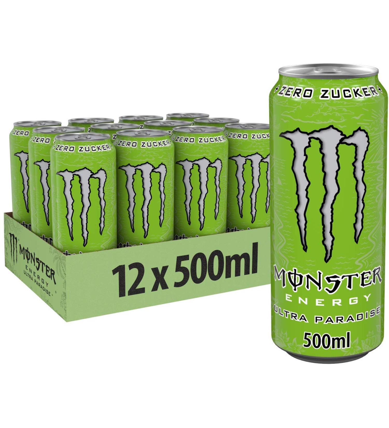 Monster Energy Ultra Paradise - Sugar-Free Caffeine Drink (12 x 500ml) - Refreshing Apple Kiwi & Cucumber Flavor - Zero Calories Convenient 12 Pack - Buy Online on GoSupps.com