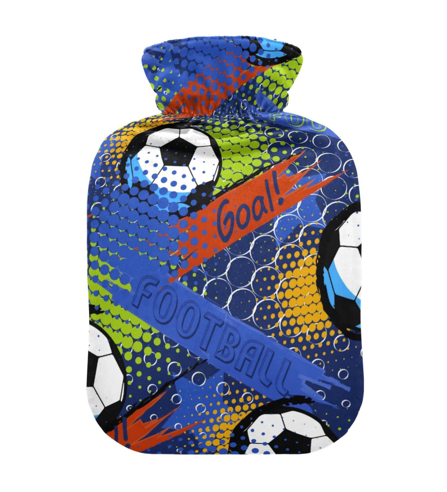 Mnsruu 2L Hot Water Bottle with Soft Cover - Football Painting | Perfect Christmas Gift for Women & Kids - Buy Online on GoSupps.com