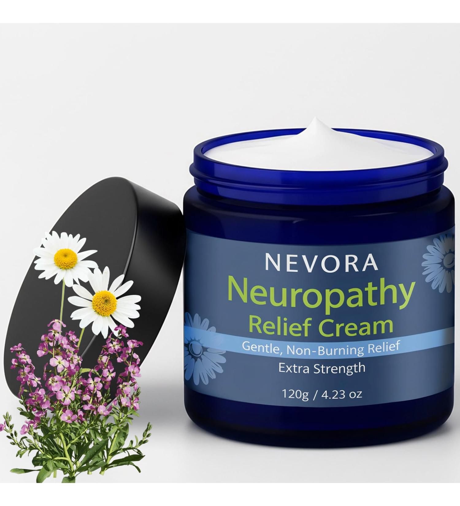 NEVORA Neuropathy Relief Cream Calming & Comforting Moisturizing Cream for Feet Legs & Hands Fast-Absorbing Non-Greasy Botanical Formula with Essential Oils (4.23 oz) (B) - Buy Online on GoSupps.com