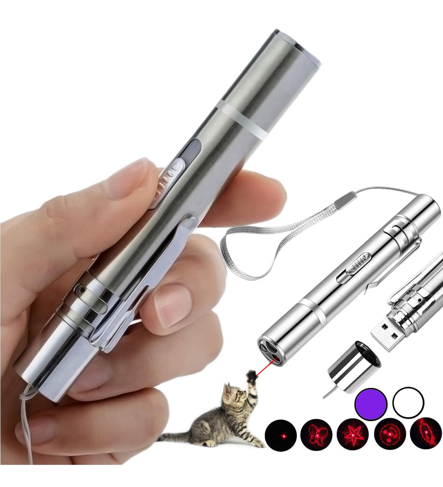 2 Pack Interactive Toys for Indoor Cats & Dogs 5 Graphic conversions Pointer Cat Toys & Dogs USB Recharge UV Flashlight Find cat Ringworm Flashlight Clicker Pen for Indoor - Buy Online on GoSupps.com