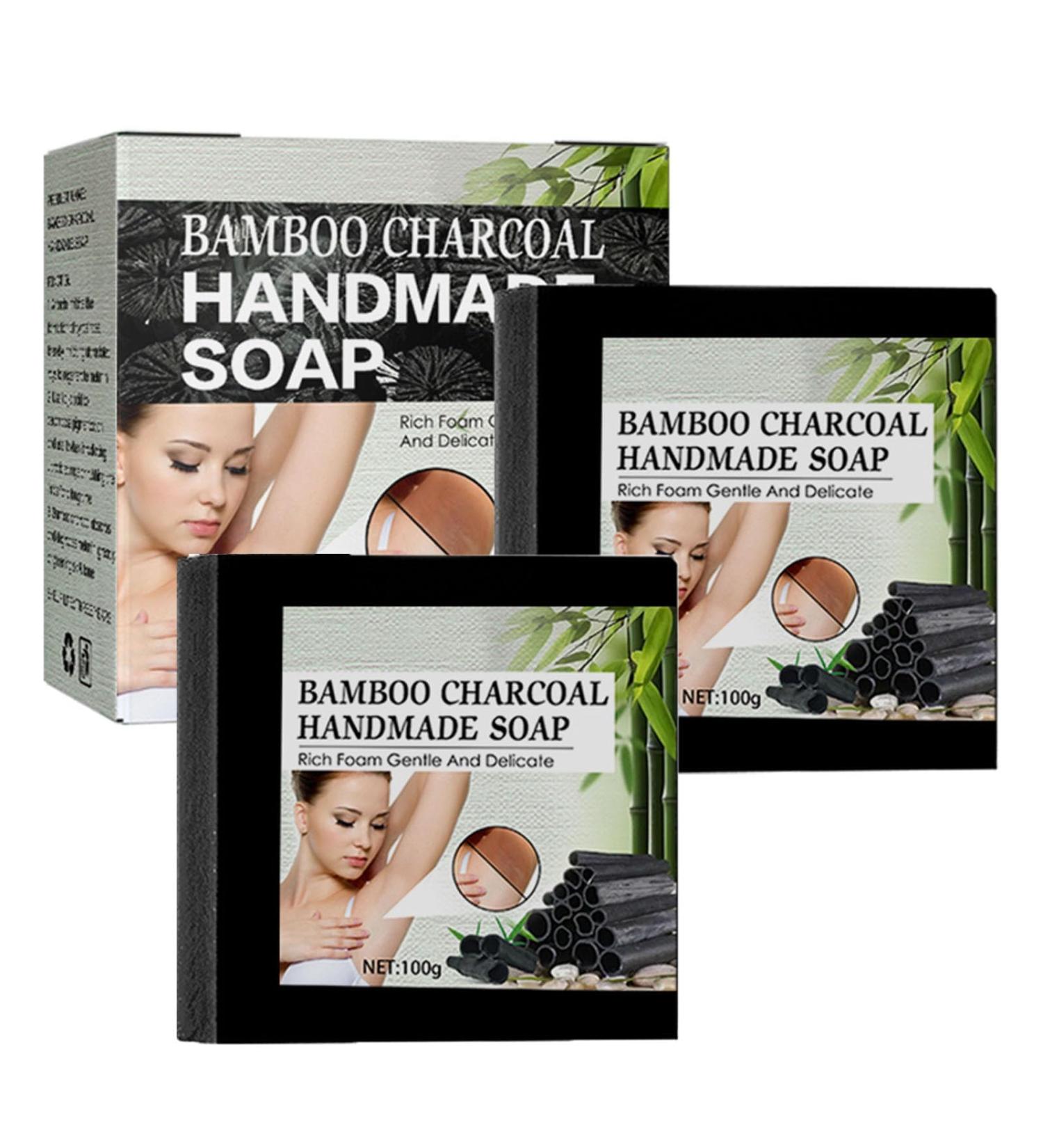 Klarime Soap Klarime Savon au Charbon de Bambou Naturel Charbon de Bambou Savon Fait Main Visage et Corps D tachant pour le Nettoyage du Visage et du Corps 2pcs - Buy Online on GoSupps.com