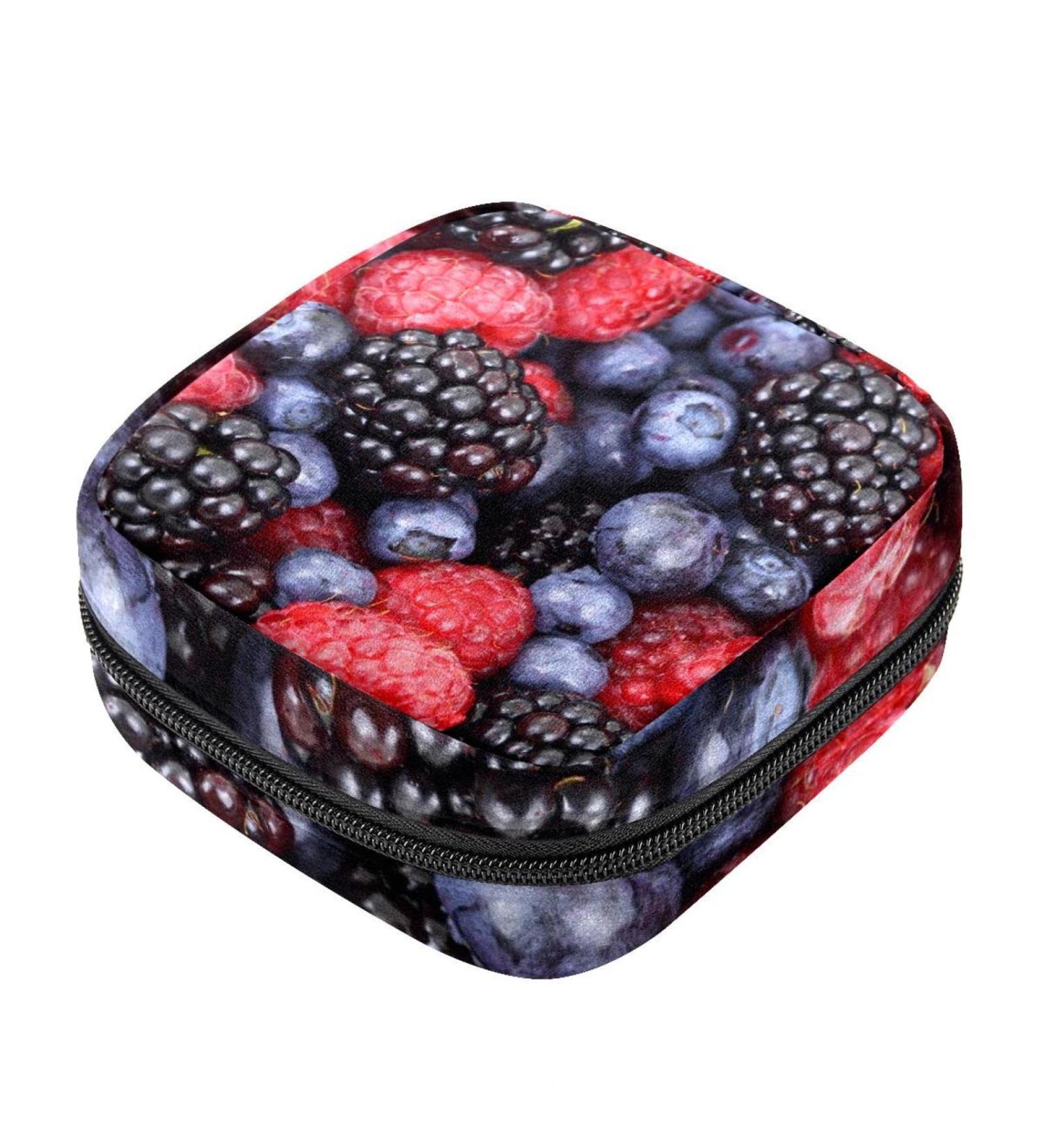 Portable Menstrual Bag for Women & Teens - Blueberry Raspberry Sanitary Napkin Storage - Perfect for Menstrual Cups - Buy Online on GoSupps.com