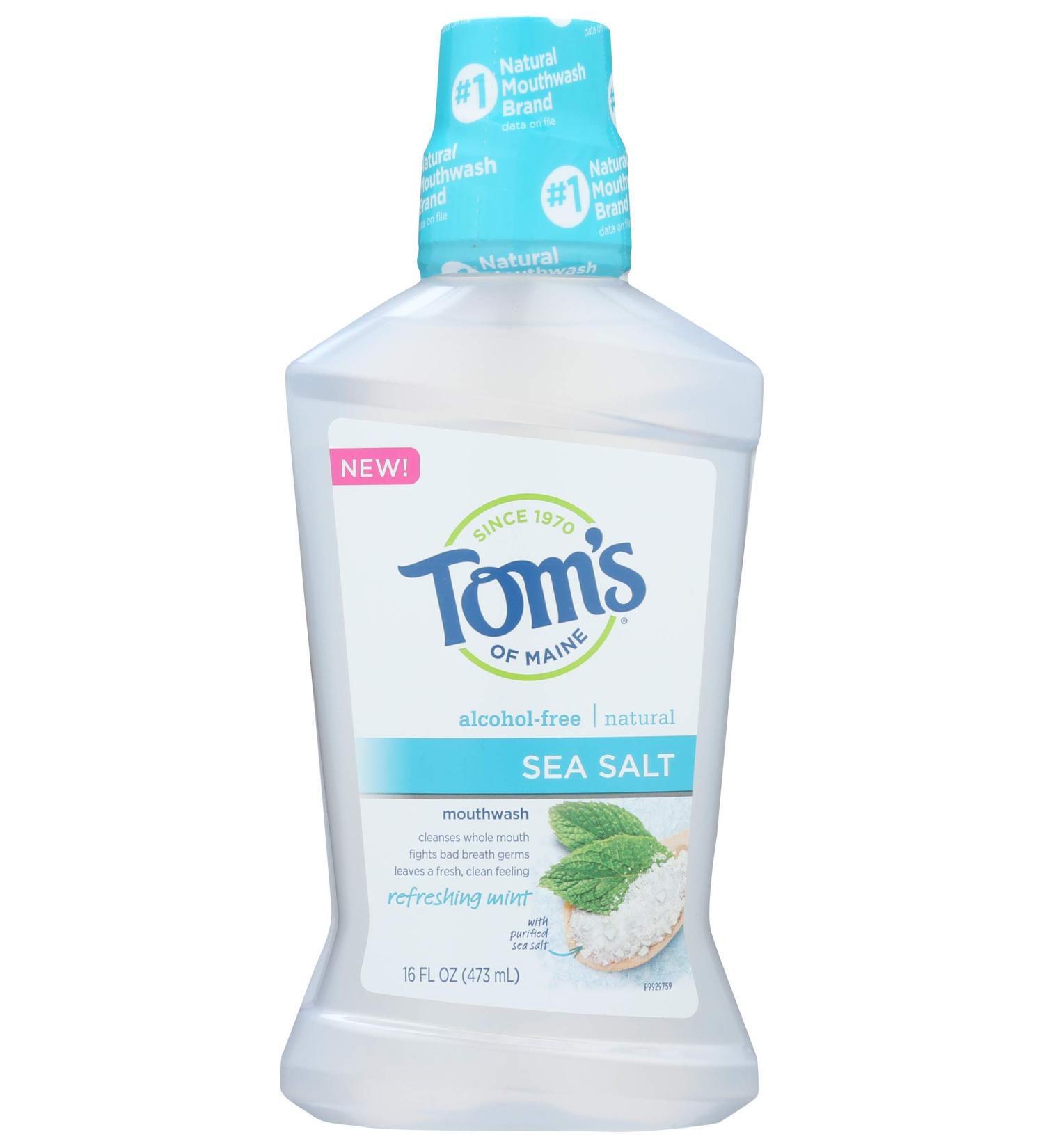 Tom's of Maine Alcohol Free Sea Salt Natural Mouthwash - Refreshing Mint 16oz | Shop Now - Buy Online on GoSupps.com