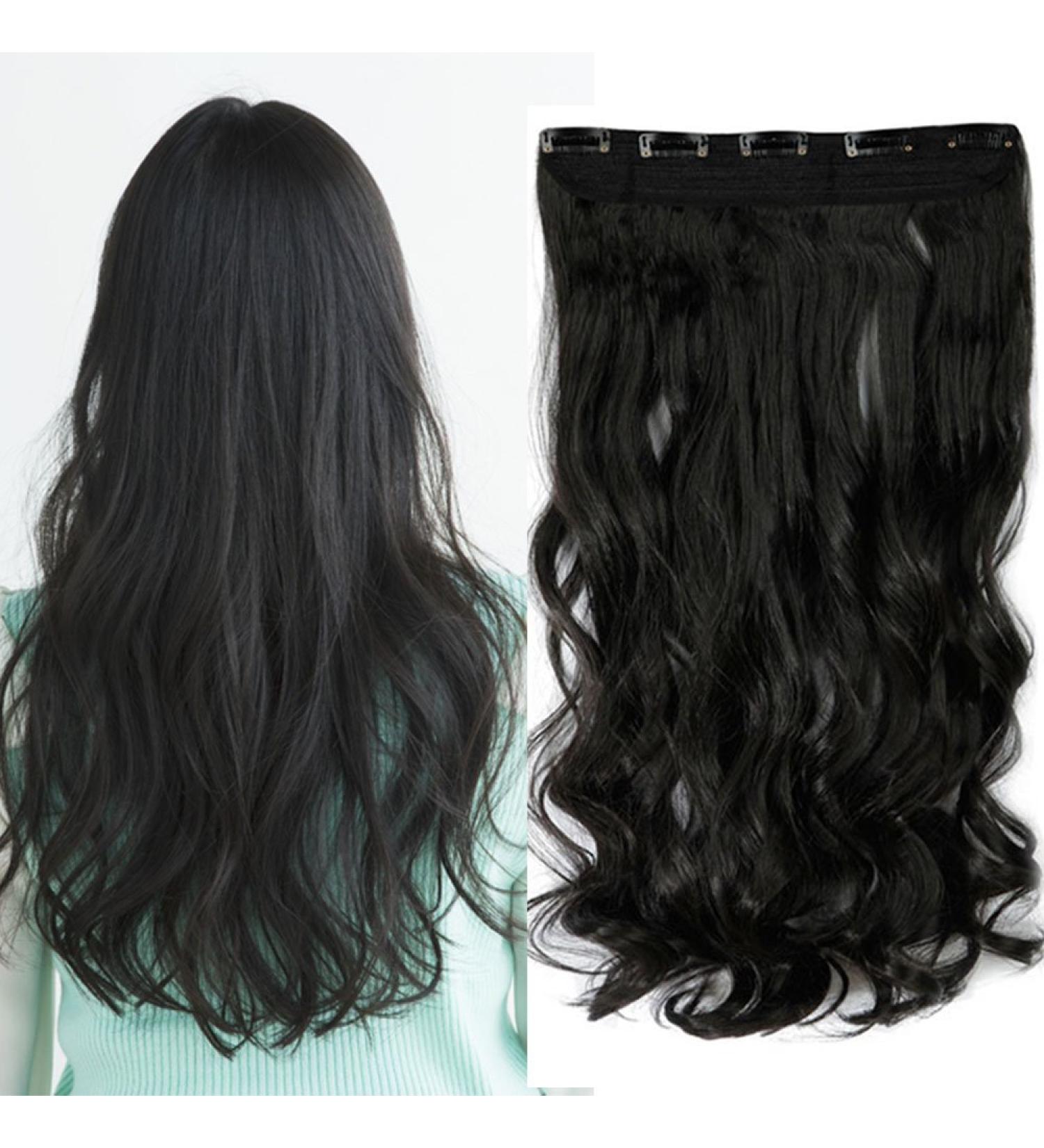 61cm Clip-In Hair Extensions - Human Hair Wavy Natural Black 5 Clips 120g - Shop Now! - Buy Online on GoSupps.com