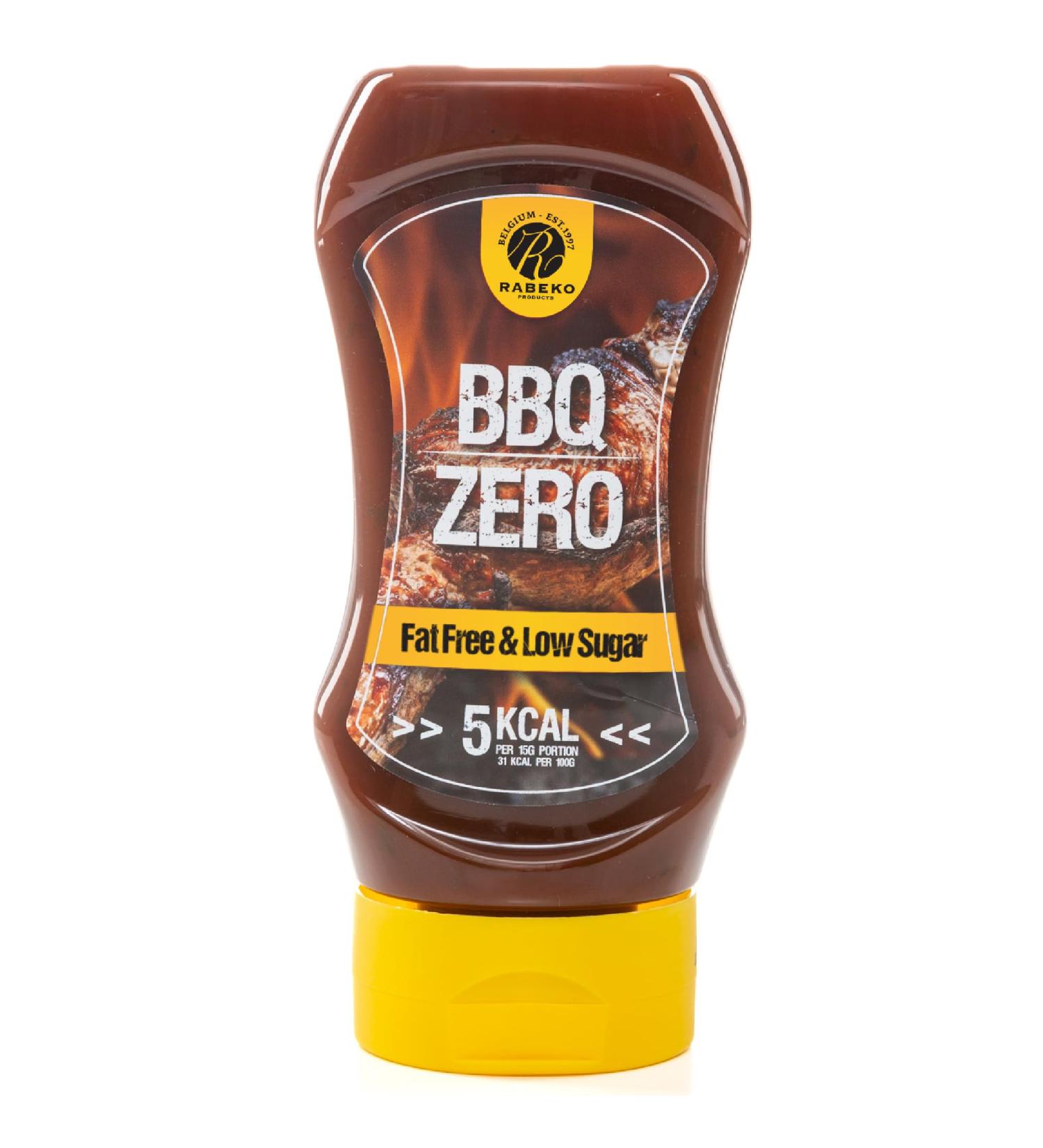 Rabeko Zero Sauce American BBQ 1 x 350 ml Low Sugar - Fat free Healthy Low Carb Products Calorie Reduced Fat for Salad French Fries Burgers Grill - Gluten and Lactose Free - Buy Online on GoSupps.com