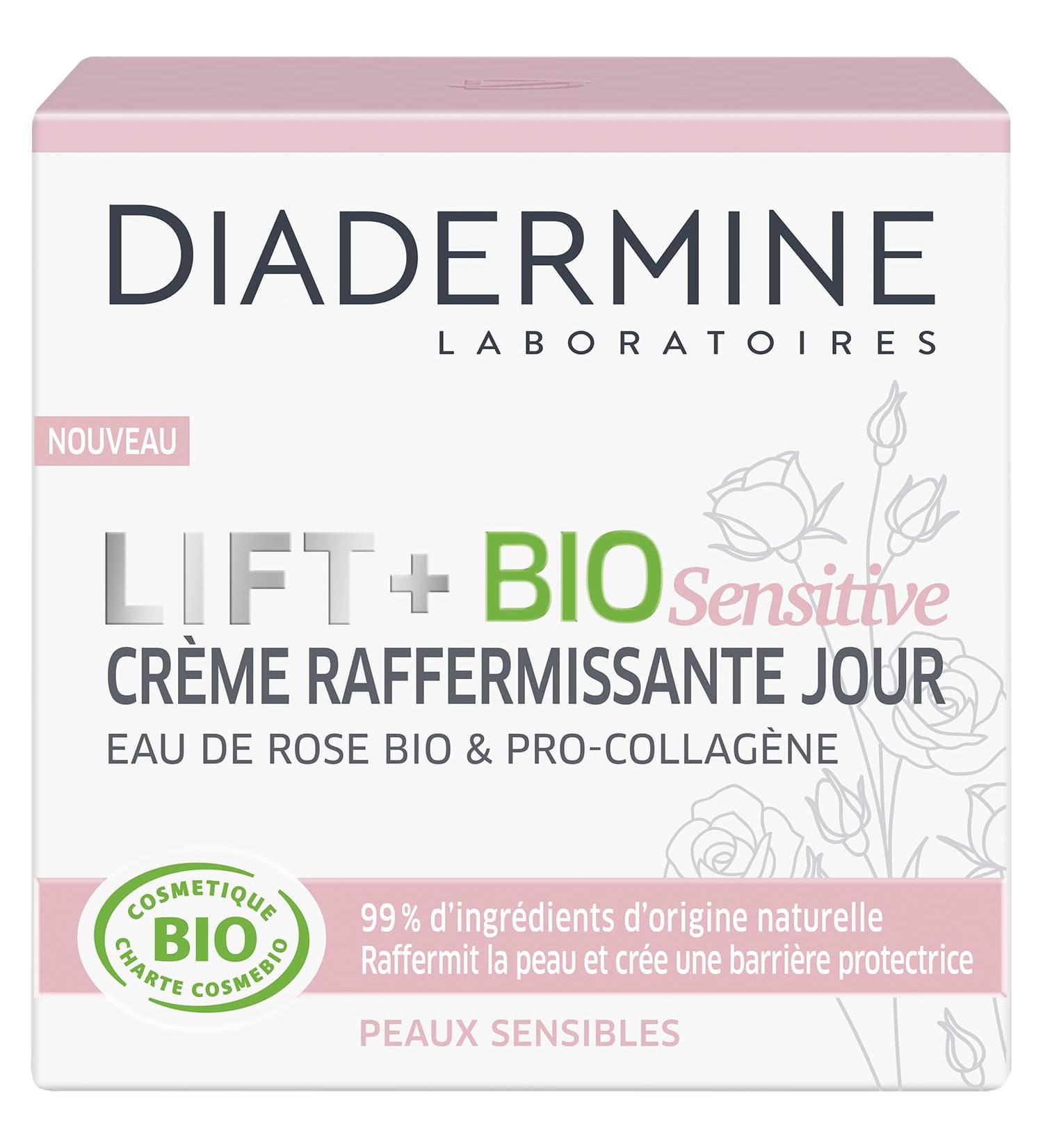 Diadermine - Lift + BIO Sensitive - Firming Day Cream - Facial Care - Sensitive Skin - Organic Rose Water and Pro Collagen - 50 ML Jar - Buy Online on GoSupps.com