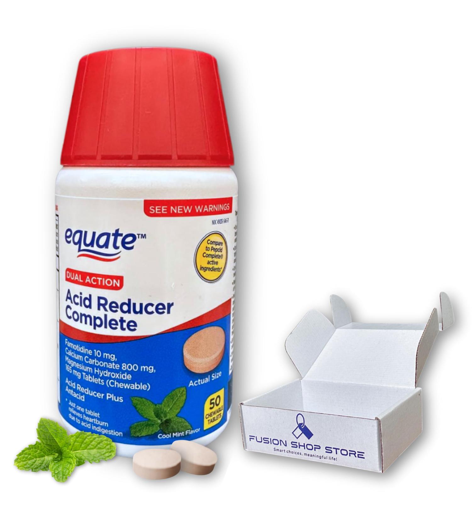 Dual Action Acid Reducer- Mint Chewable Tablets 50 Count (Pack of 1) Boxed by Fusion Shop Store - Buy Online on GoSupps.com