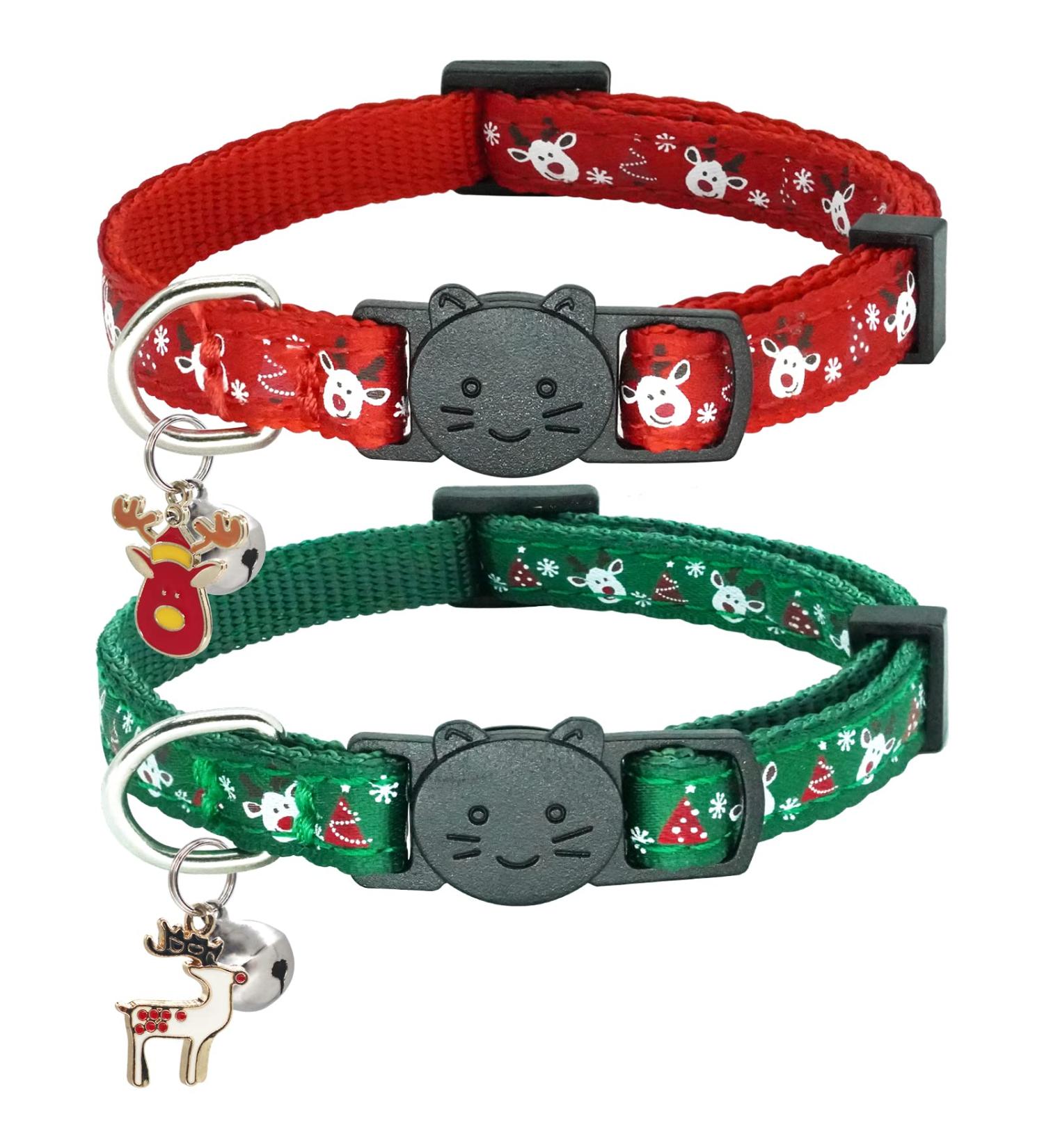 Giecooh Halloween Cat Collar 2 Pack - Adjustable Breakaway Safety Collars for Kittens - Red+Green - Boys & Girls 7-11 - Buy Online on GoSupps.com