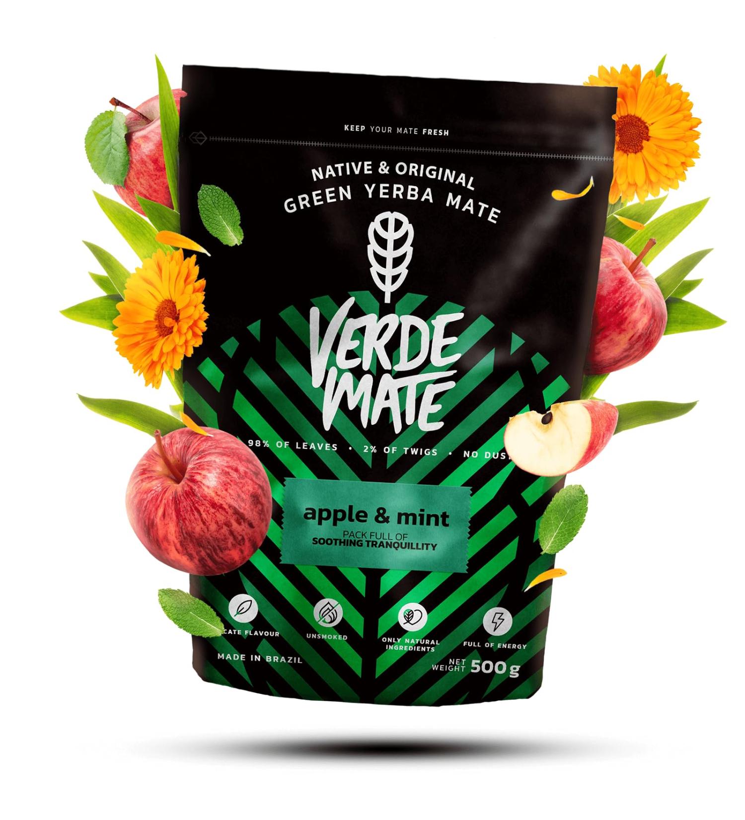 Verde Mate Green Apple & Mint 0 5kg | Yerba mate avec fruits et herbes | Yerba mate rafra chissante | Yerba mate pomme et menthe | Stimulation naturelle | Yerba mate br silienne | 500 g - Buy Online on GoSupps.com