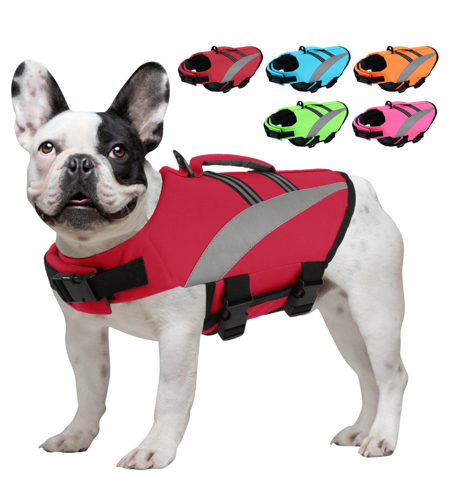 Buy Alagirls Dog Chest Ripstop Swimming Vest | Reflective Safety Life Jacket for Dogs | Adjustable Size M (47-61cm) - Red - Pet Lifesaver - Buy Online on GoSupps.com