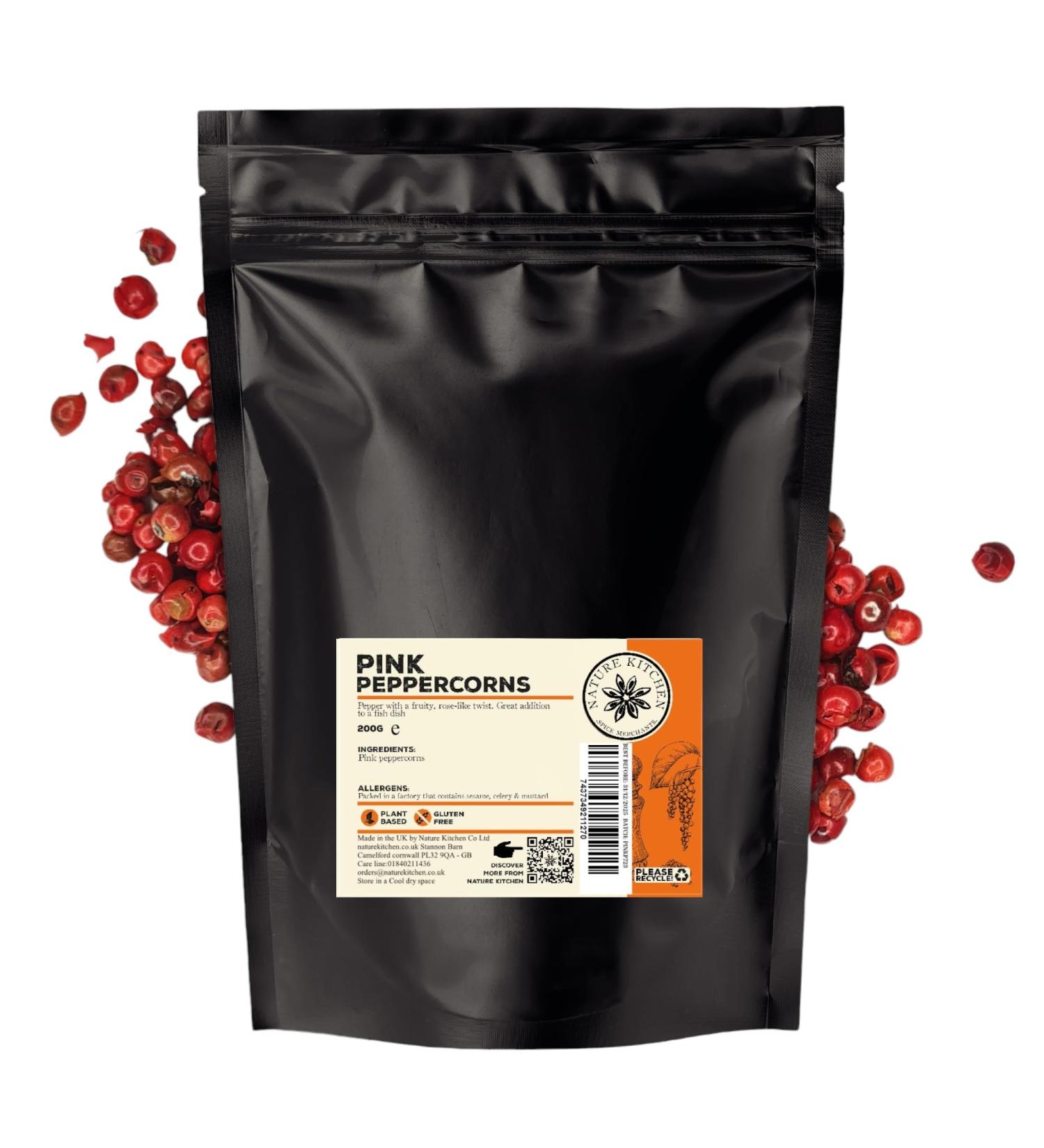 Nature Kitchen Pink Red Peppercorn 200g - Gluten-Free & Vegan Seasoning Blend for Cooking - Great for Marinades, Sauces, Frying, Baking, & Grilling - Buy Online on GoSupps.com