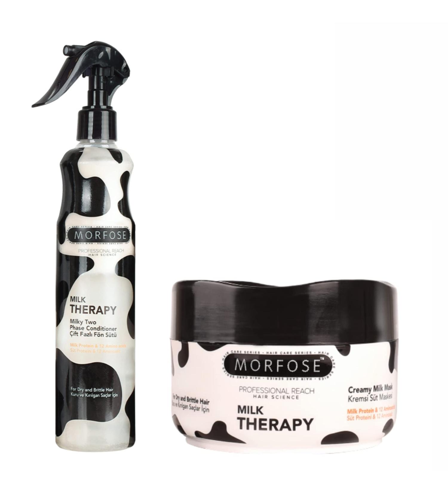 Morfose Milk Therapy Conditioner and Mask Set - Deep Conditioning Hair Treatment for Dry, Damaged Hair - Buy Online on GoSupps.com