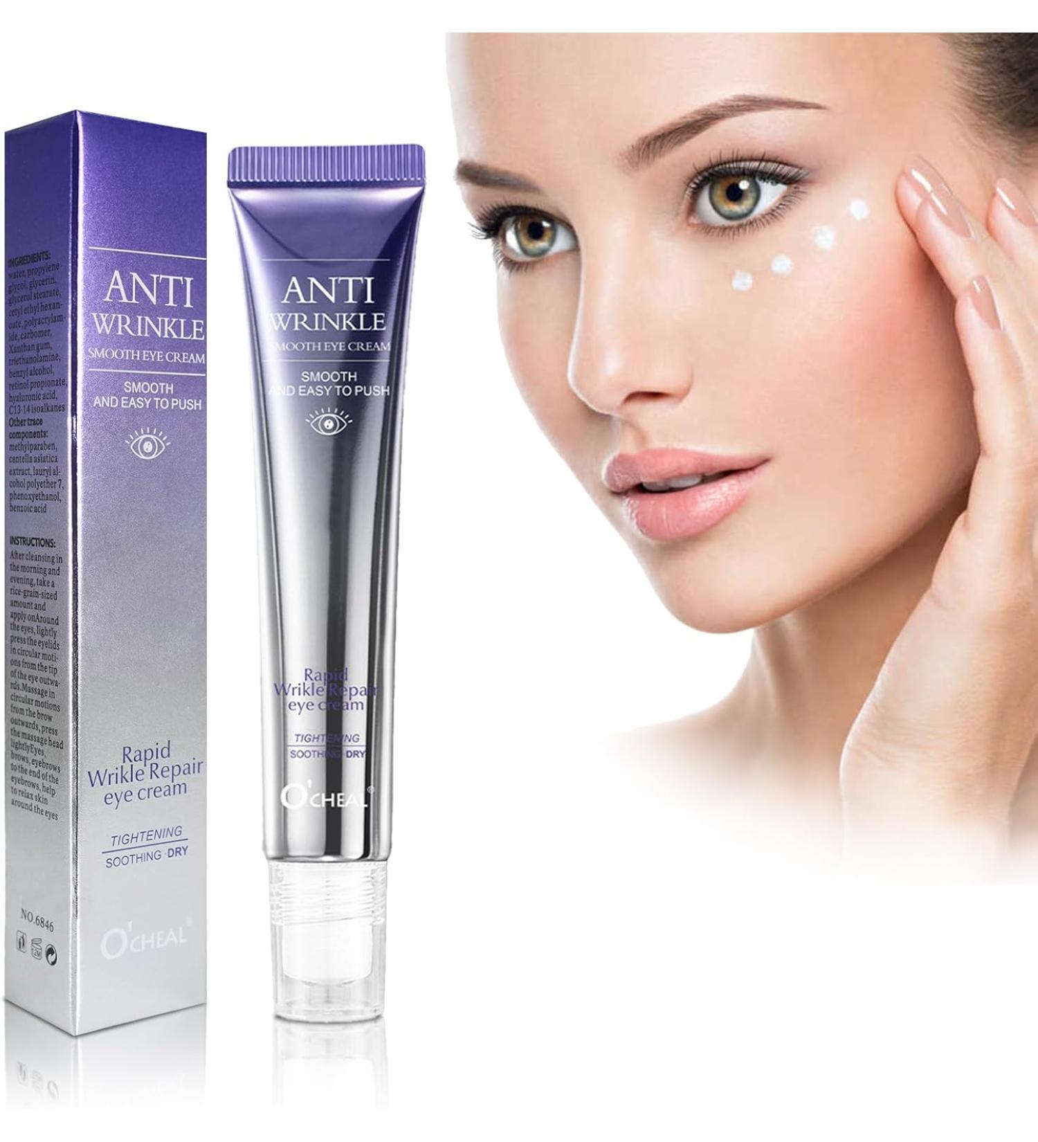 mercham Retinol Eye Cream Anti Aging Under Eye Cream with Cooling Roller for Dark Circles and Puffy Eyes Bags Reduce Fine Lines Brightening & Moisturizing Eye Repair Cream for all Skin Types- 20g - Buy Online on GoSupps.com