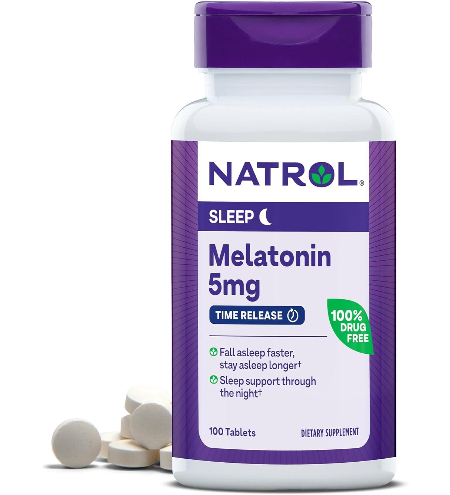 Natrol Melatonin Time Release 5 mg - 100 Tablets | Sleep Aid Supplement - Buy Online on GoSupps.com