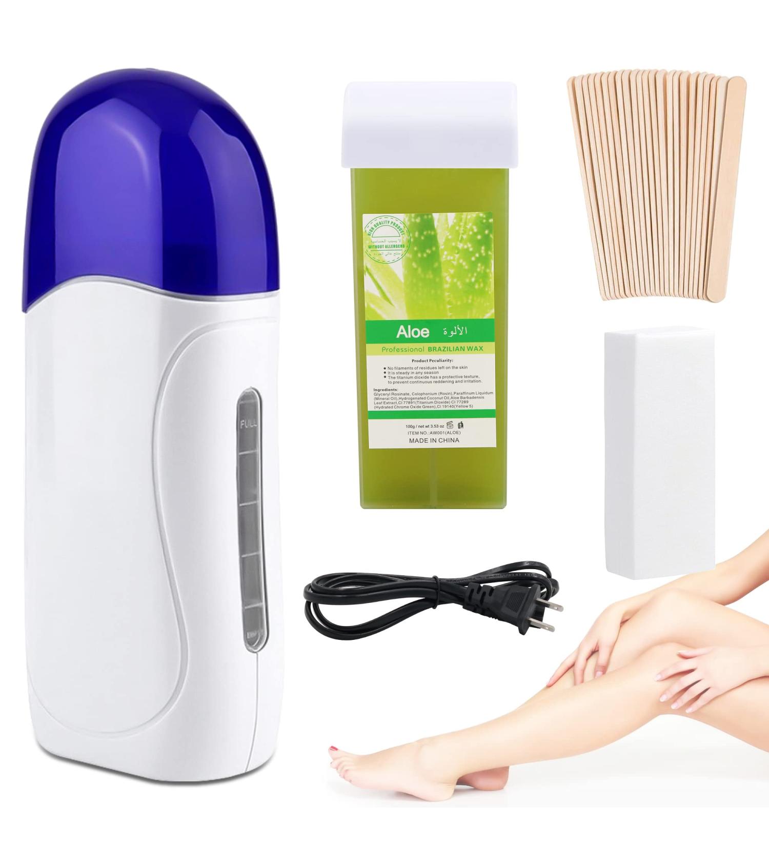 Pinkiou Roll on Wax Kit - Hair Removal Depilatory Roller with Cartridge Honey Wax Strip Machine for Arm, Leg, Bikini - Waxing Warmer for Smooth Skin - Buy Online on GoSupps.com