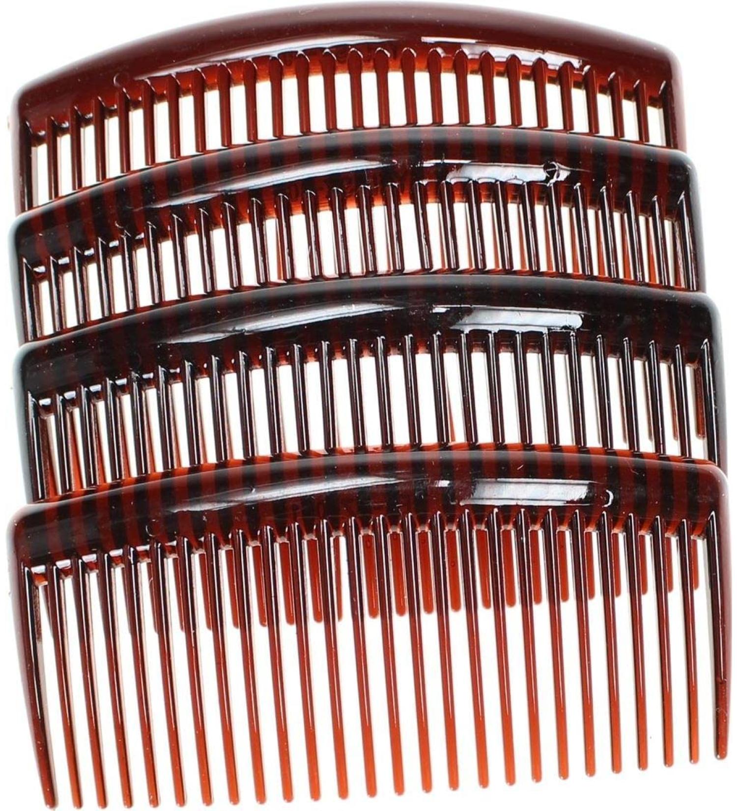 4 Pack of Large 9cm Plain French Side Hair Combs Slides Grips Clips Hair Accessories for Women Girls by Glitz4Girlz (Tort Brown) - Buy Online on GoSupps.com