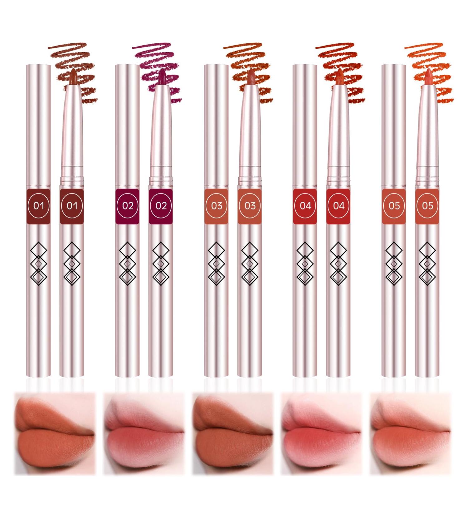 Matte Lip Pencil Lipstick Waterproof Lip Liner Pencil Set Long Lasting Waterproof and Matte Gift for Girls - Buy Online on GoSupps.com