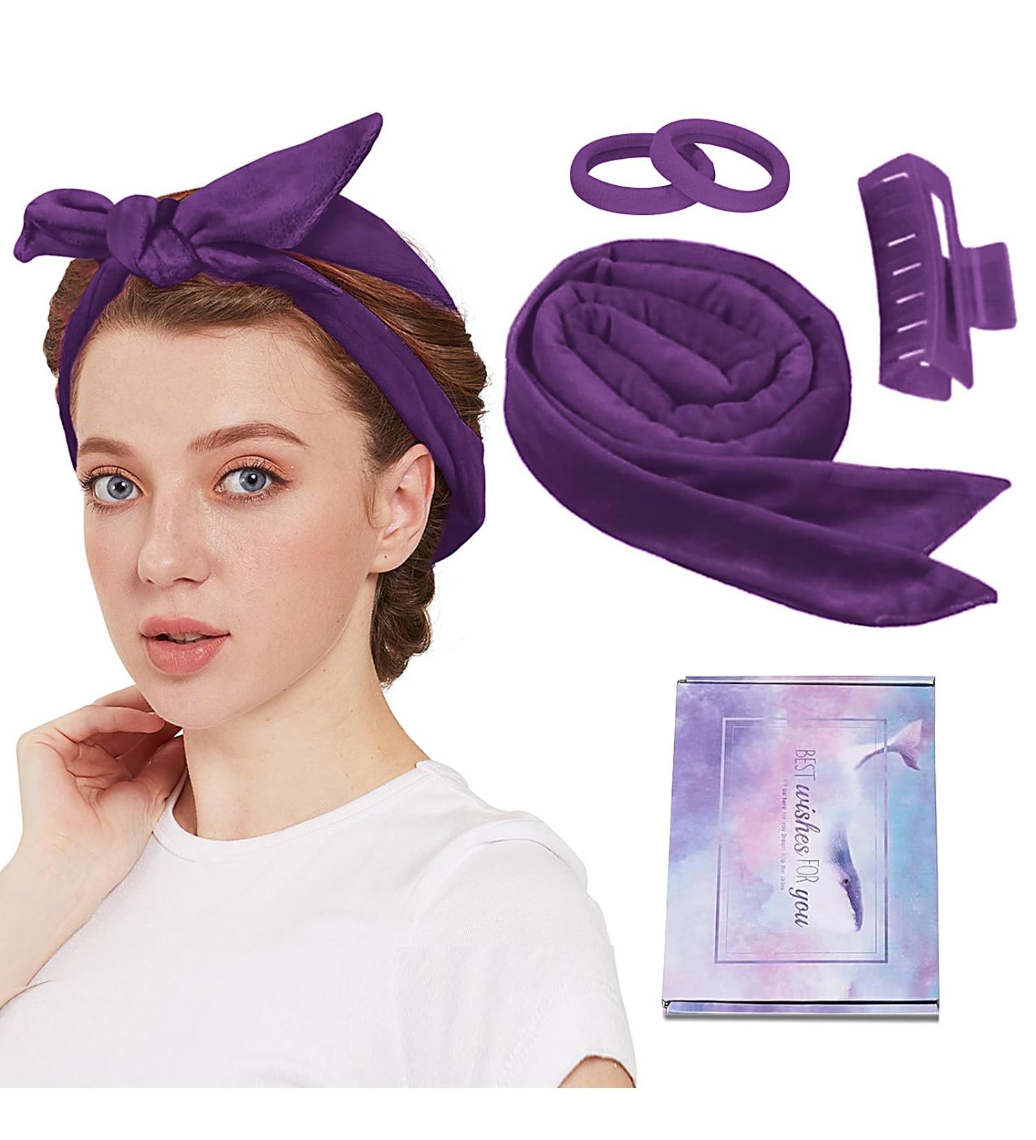 Heatless Curling Rod Headband - Upgrade 60 Long Soft Hair Curlers for No Heat Curls | Sleep-In Hair Rollers (Purple) - International Shipping Available - Buy Online on GoSupps.com