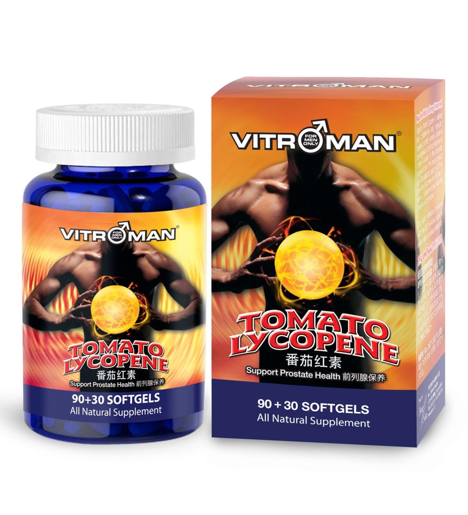 VITROMAN Tomato Lycopene Softgels | Cardiovascular & Prostate Health | Antioxidant Supplement | Natural Tomato Extract | 120 Count - Buy Online on GoSupps.com