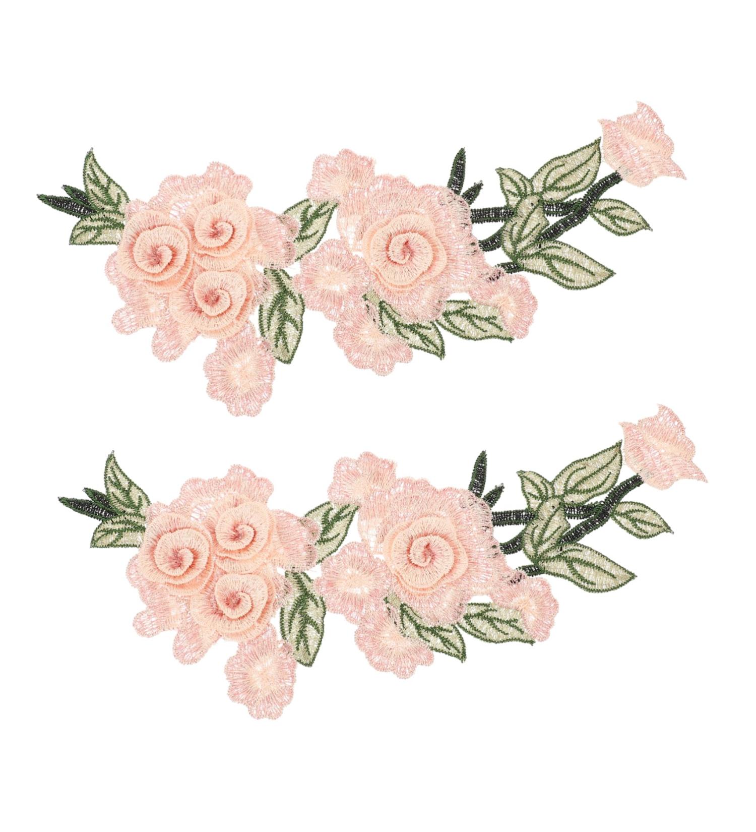 NUOBESTY 2pcs Embroidery Appliqu Sew on Plum Flower Embroidered Appliques Diy Craft Supply Flowers Patch As Shown 27.00X10.00X0.10CM - Buy Online on GoSupps.com