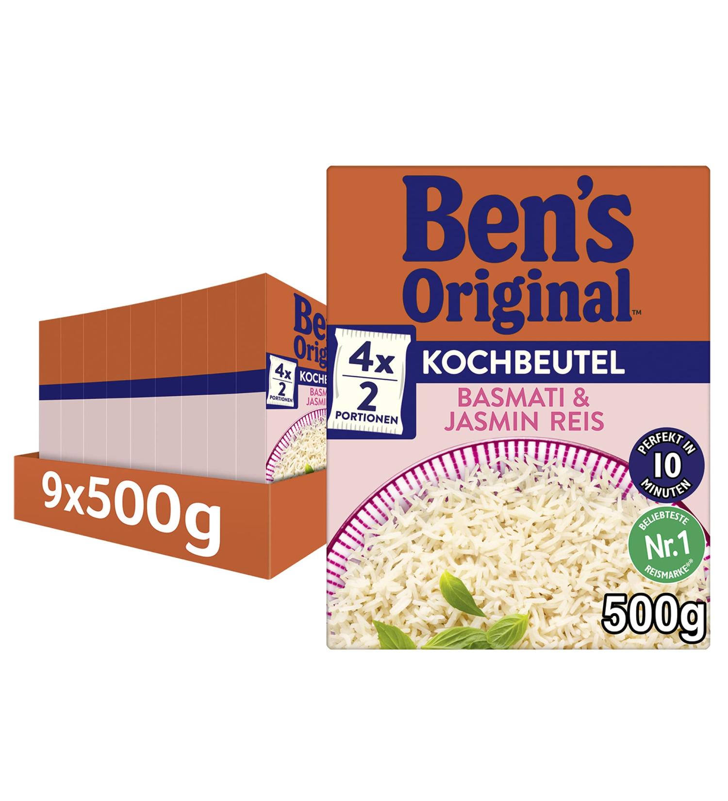 Buy Ben's Original Basmati & Jasmine Rice - 10 Minute Cooking Bag (Pack of 9 x 500g) - Fast International Shipping - Buy Online on GoSupps.com