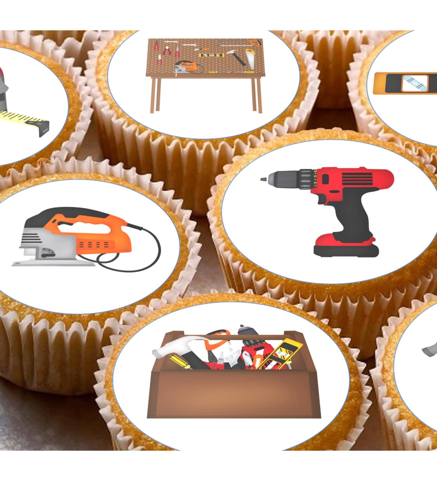 24 Tools pre-cut edible kids childrens party decorations cupcake wafer toppers - Buy Online on GoSupps.com