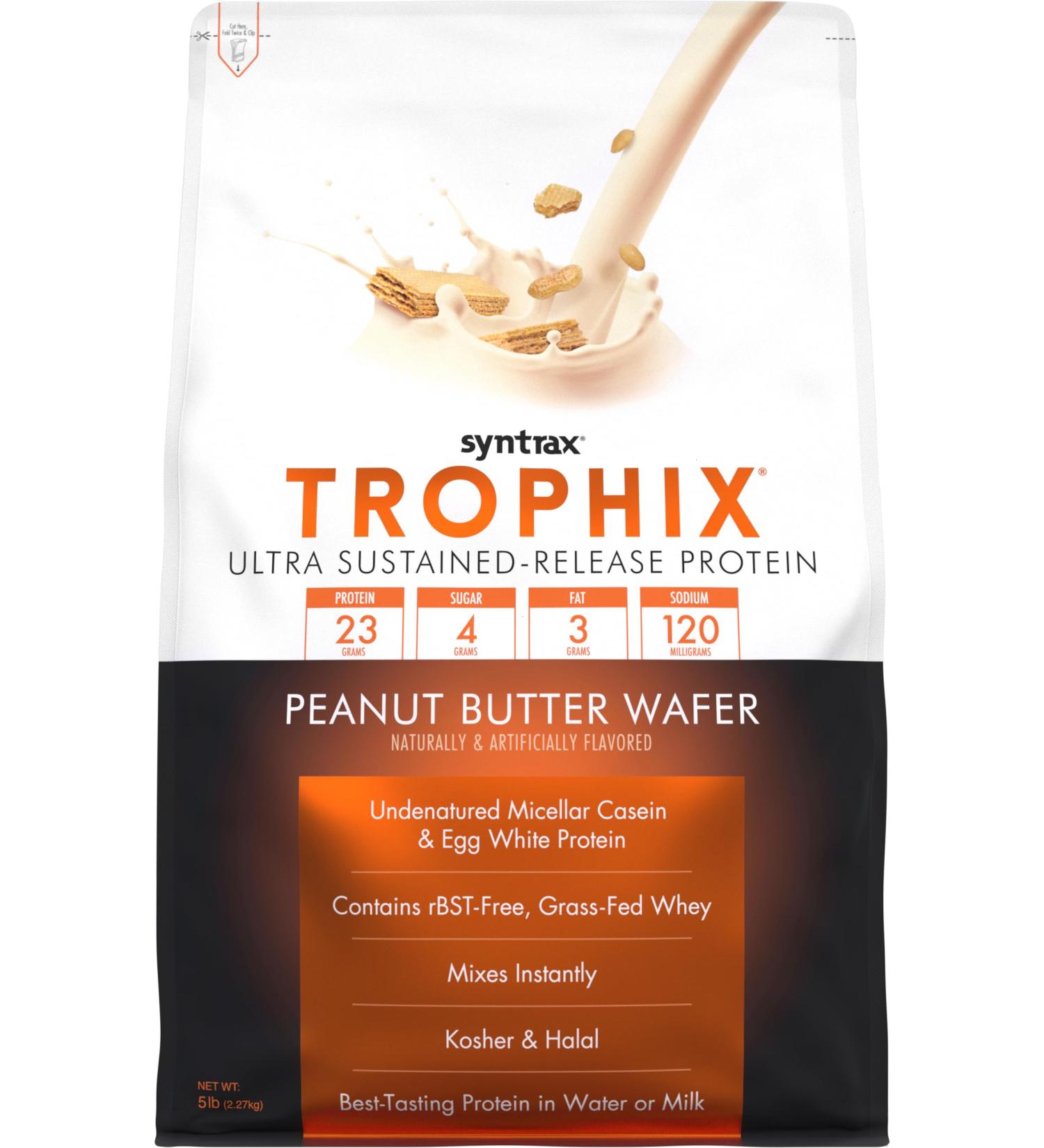 Buy Syntrax Nutrition Trophix Protein Powder - Ultra Sustained-Release with Real Peanut Butter Wafer Pieces - 5 lbs for Optimal Performance & Flavor - Buy Online on GoSupps.com