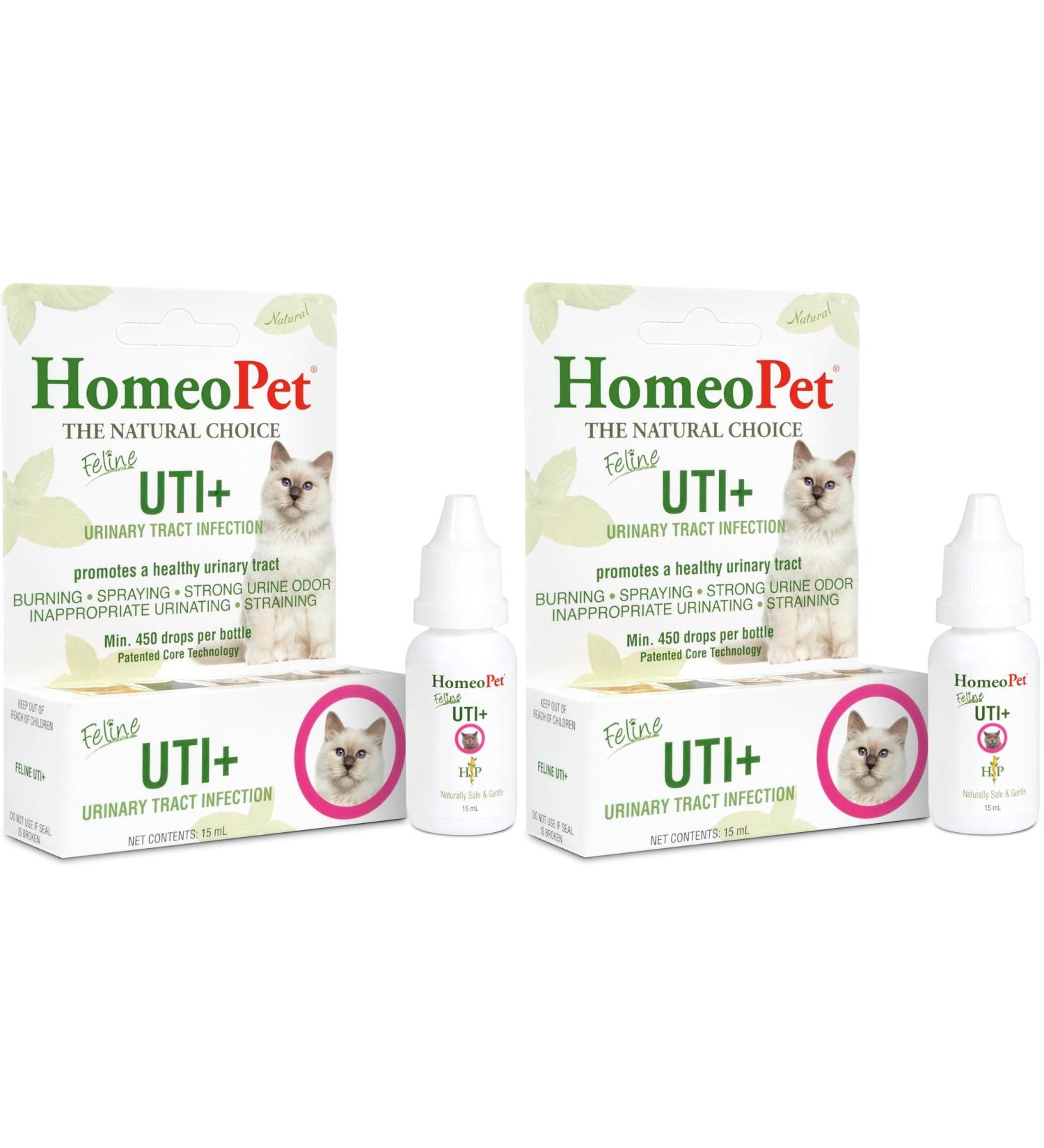 HomeoPet Feline UTI Plus Safe and Natural Urinary Tract Medicine for Cats Feline Urinary Tract Support 15 Milliliters - Pack of 2 - Buy Online on GoSupps.com