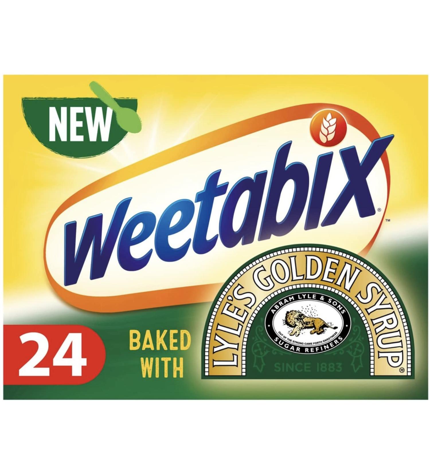 Weetabix Wholegrain Breakfast Cereal Baked with Lyle's Golden Syrup High Fibre Low in Fat and Salt 100% British Wholegrain Wheat Suitable for Vegetarians - Buy Online on GoSupps.com